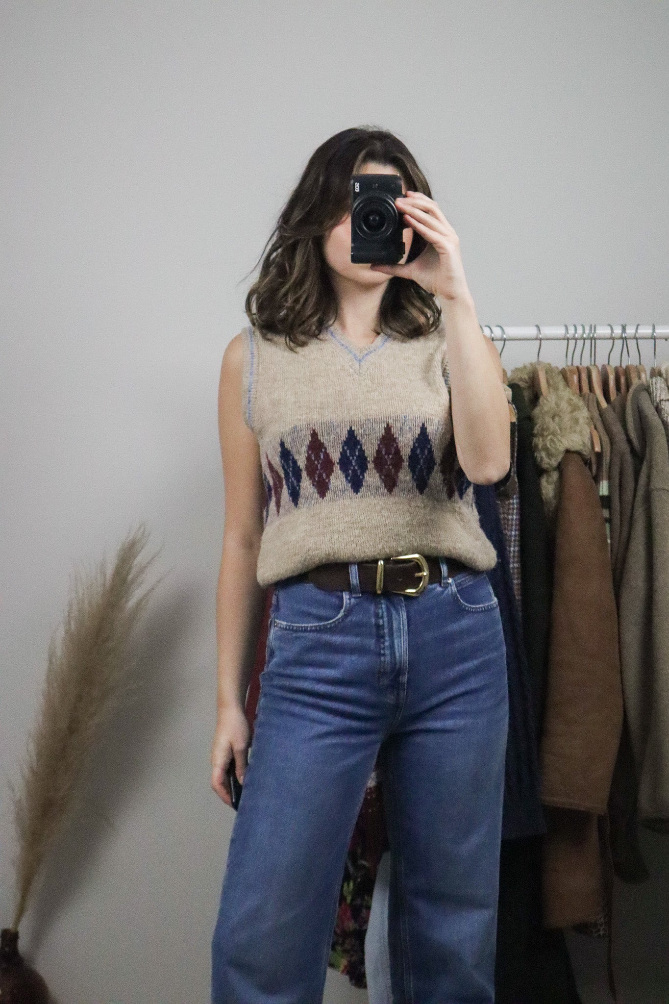 Vintage x Argyle Knit Vest (S/M)