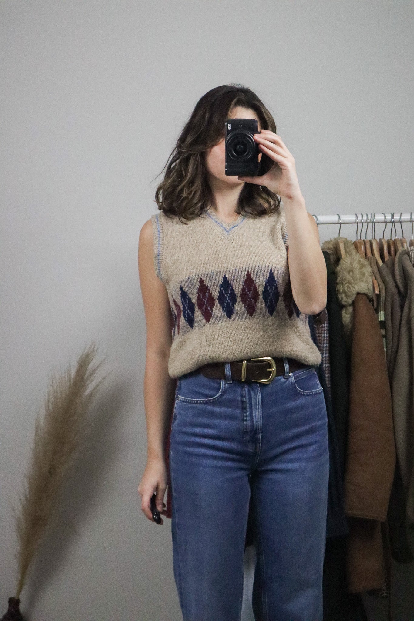 Vintage x Argyle Knit Vest (S/M)