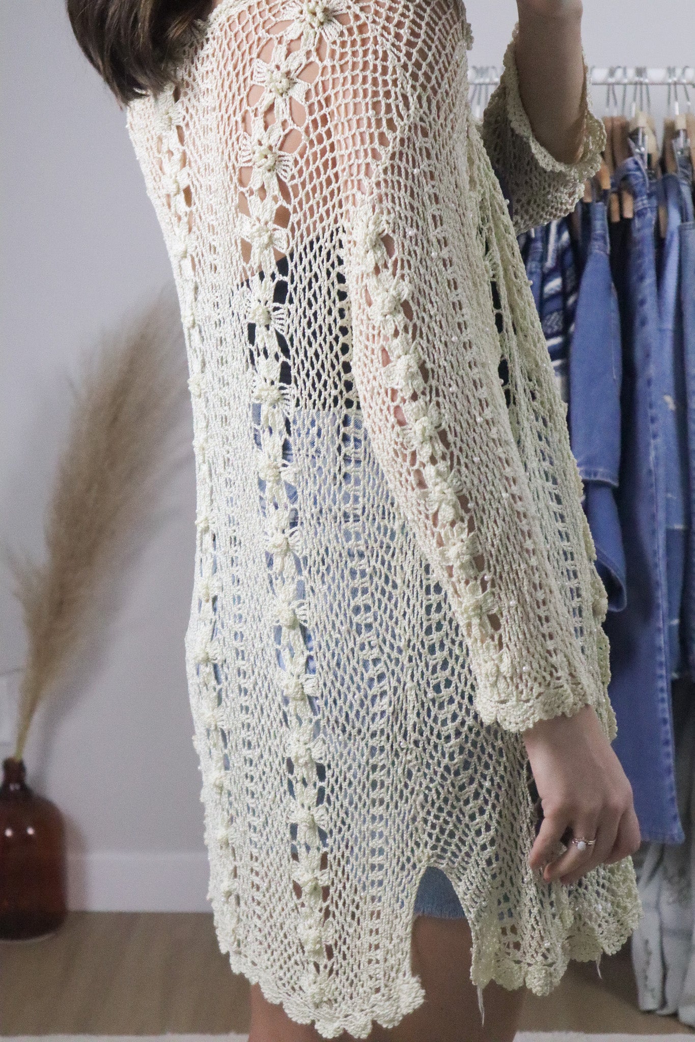 Vintage x Crochet Beaded Cardigan (M/L)