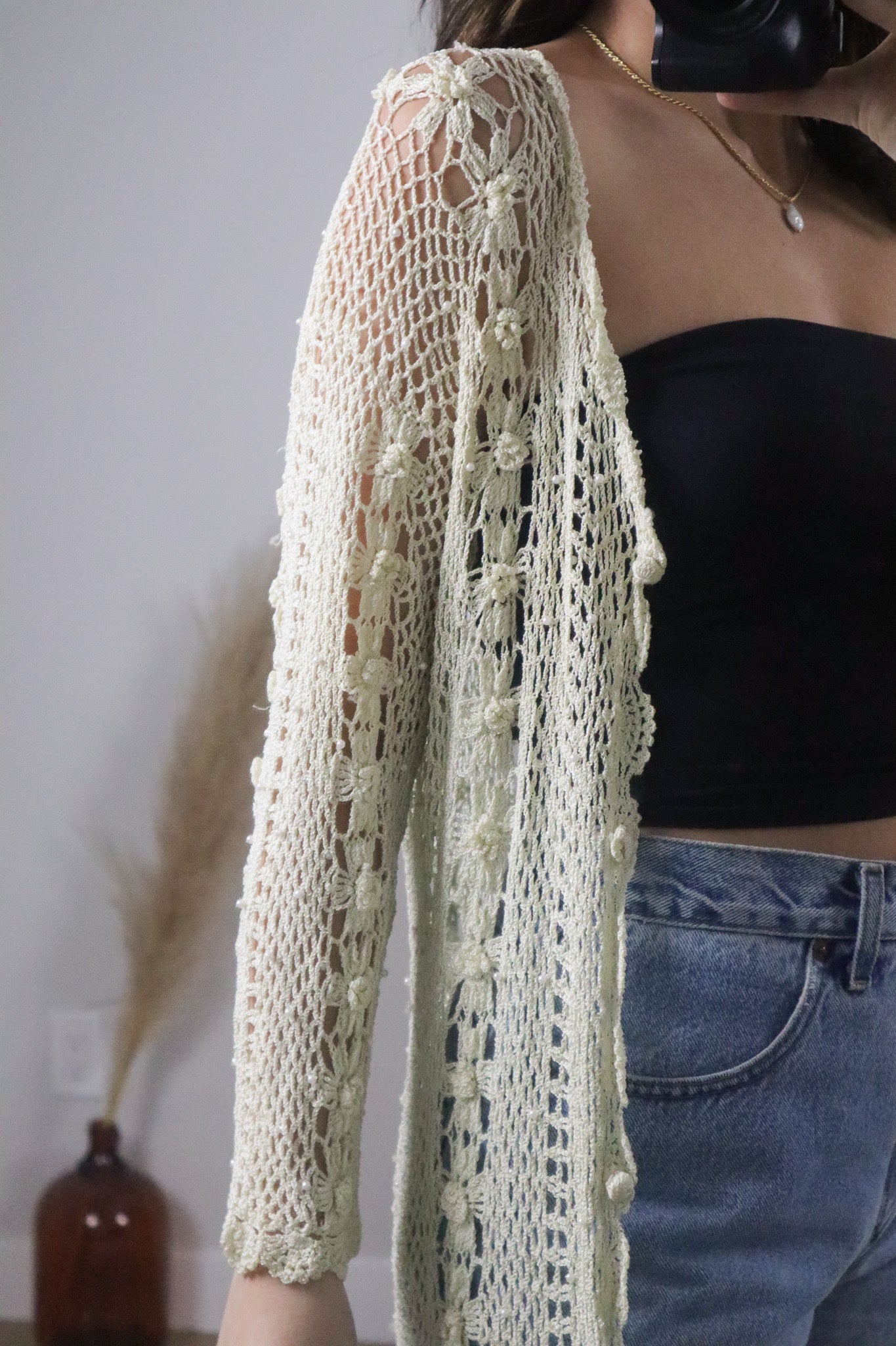 Vintage x Crochet Beaded Cardigan (M/L)