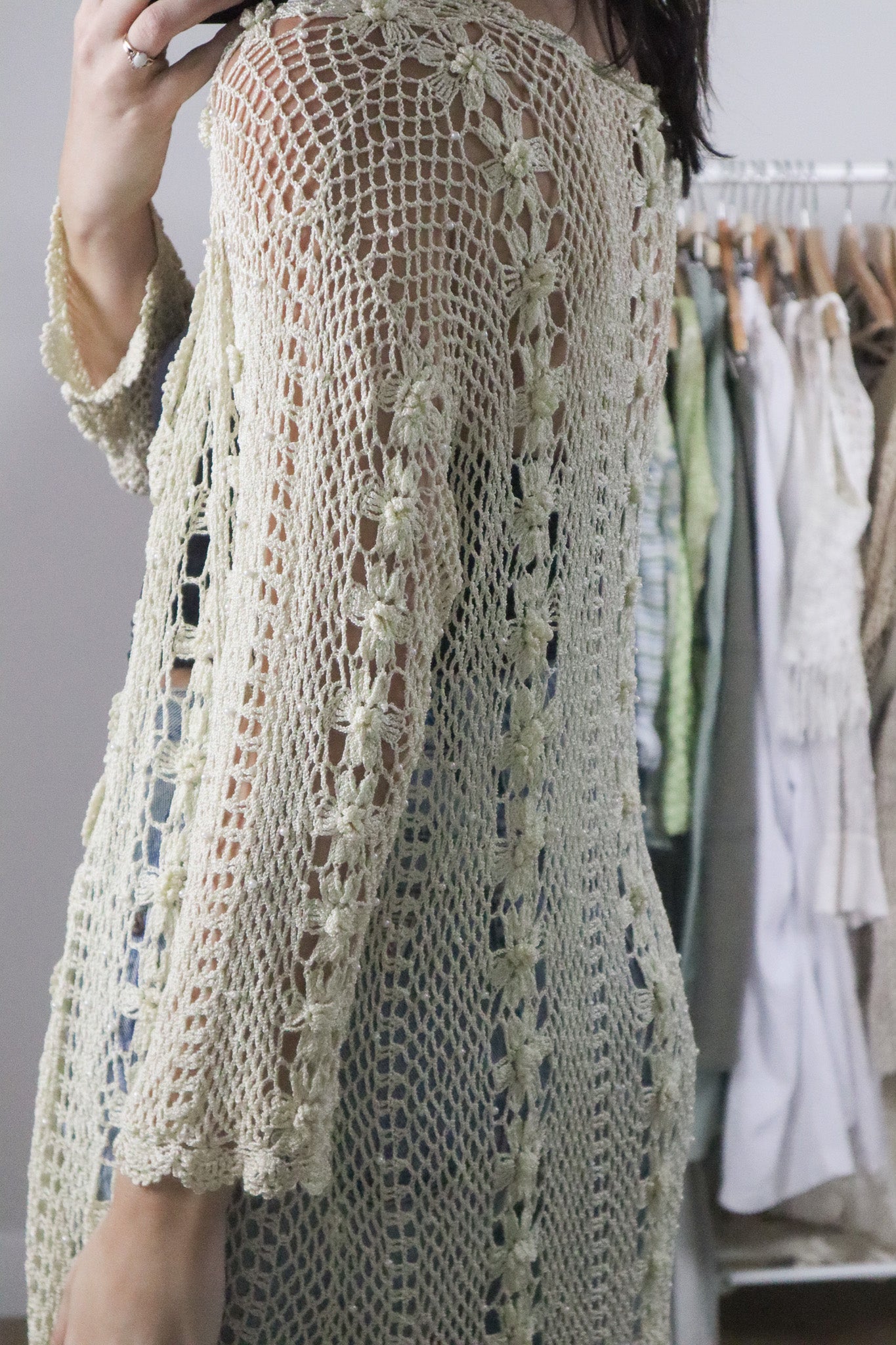 Vintage x Crochet Beaded Cardigan (M/L)