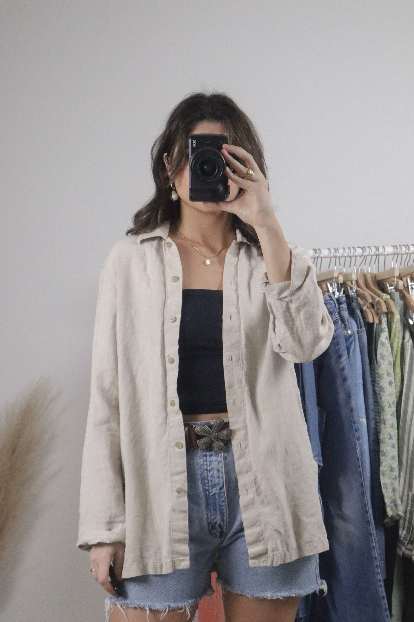 Vintage x Linen Button Down (S/M)