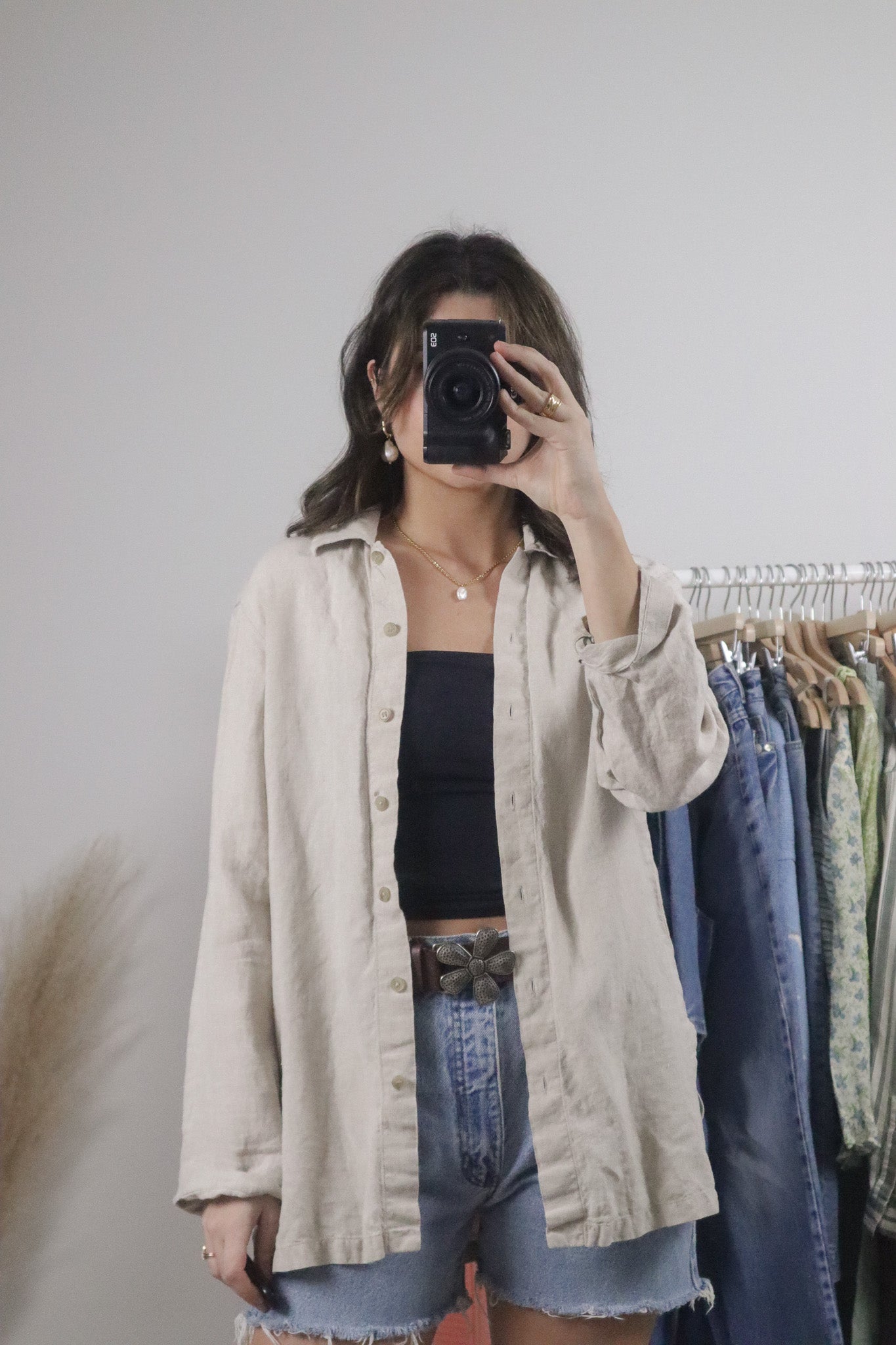 Vintage x Linen Button Down (S/M)