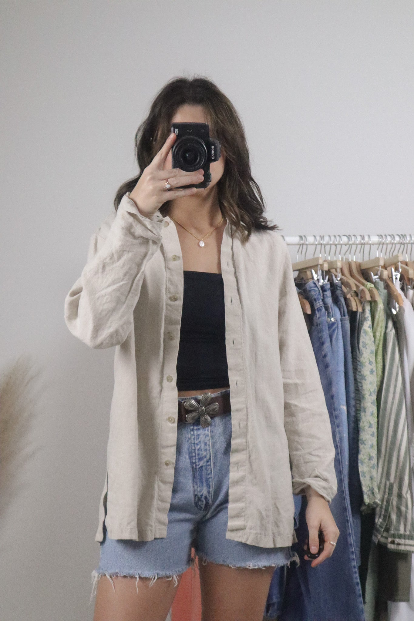 Vintage x Linen Button Down (S/M)