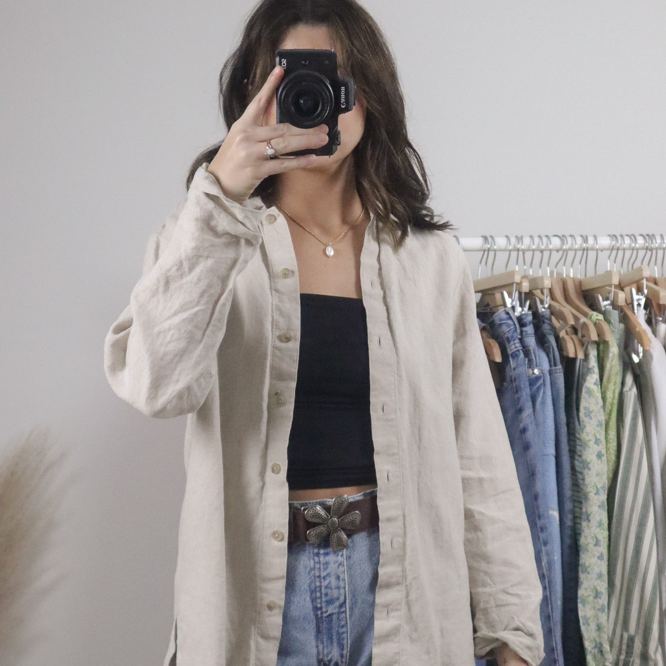 Vintage x Linen Button Down (S/M)