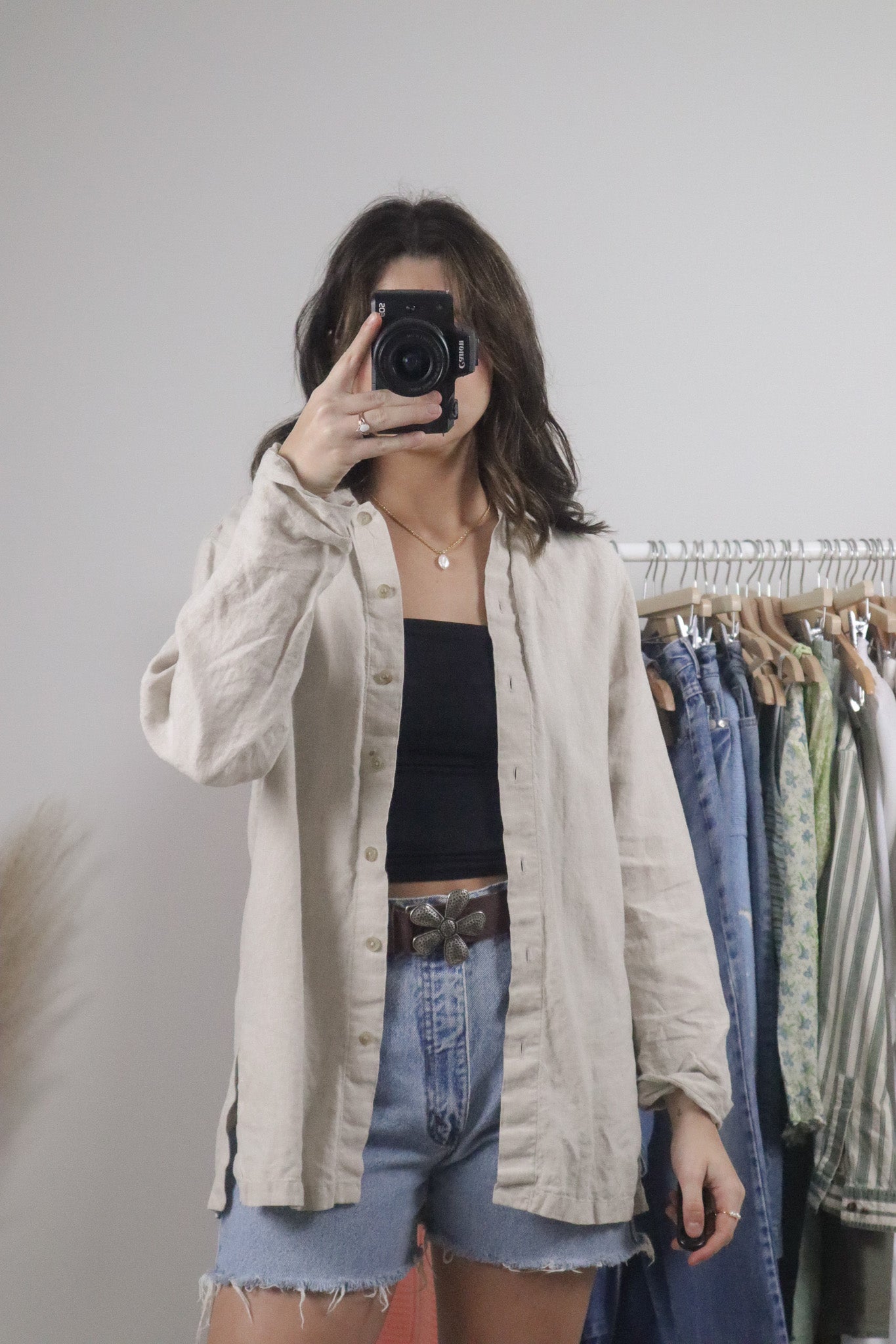 Vintage x Linen Button Down (S/M)
