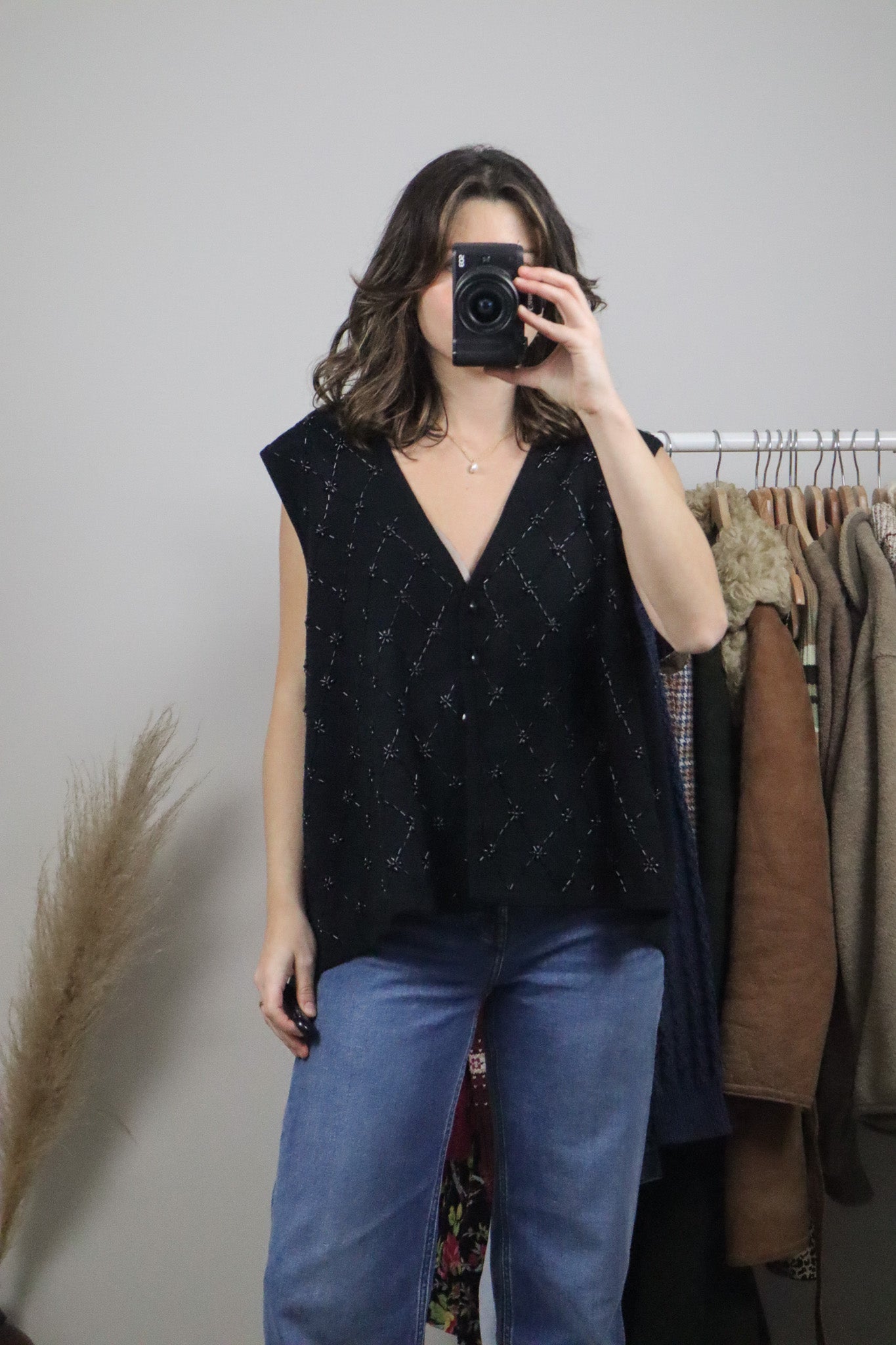 Vintage x Wool Blend Beaded Vest (XL/XXL)