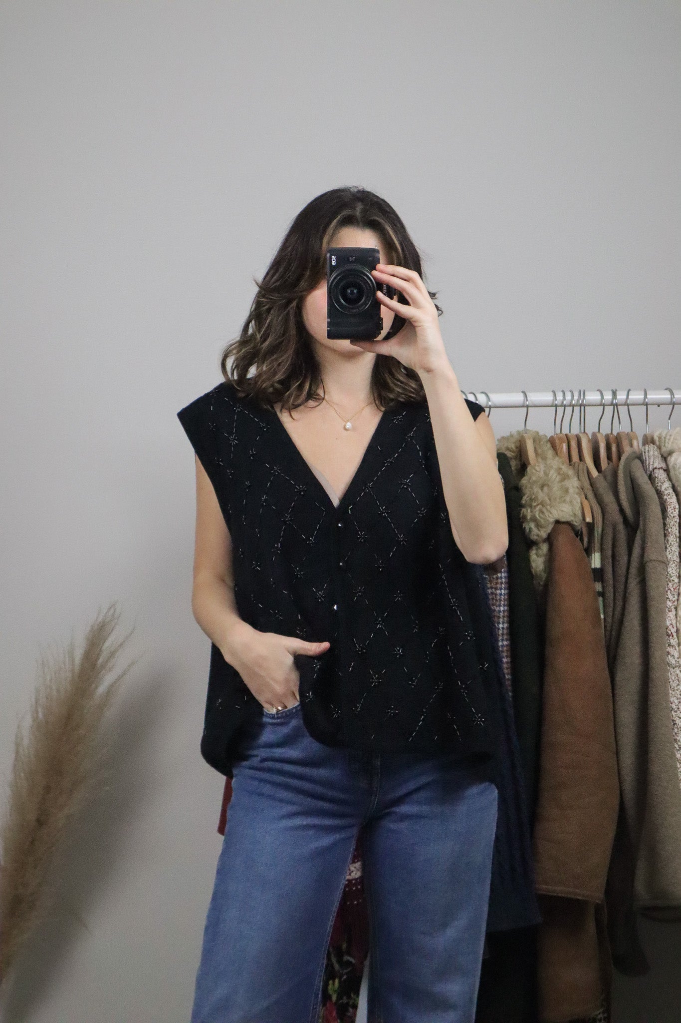 Vintage x Wool Blend Beaded Vest (XL/XXL)