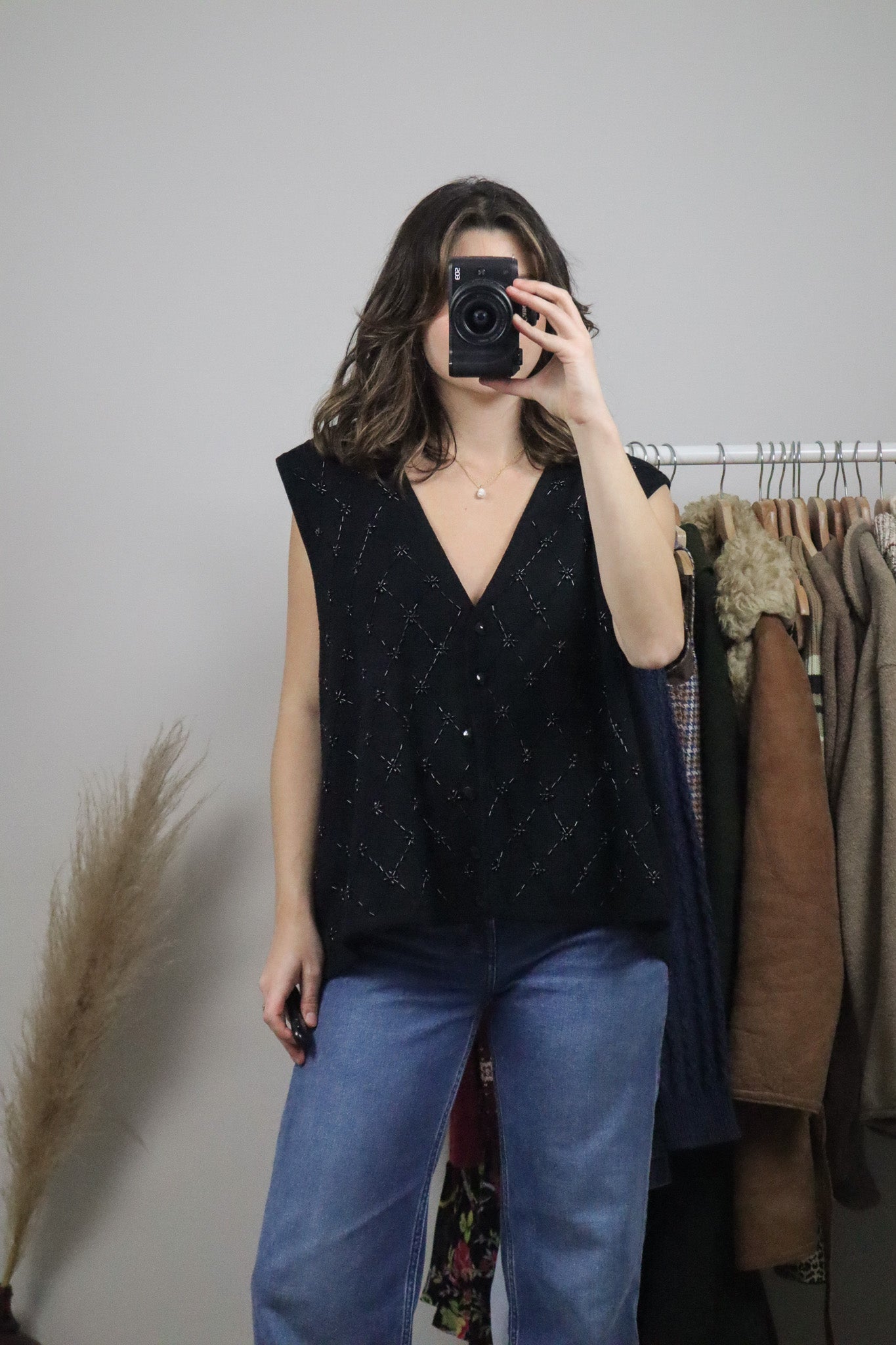 Vintage x Wool Blend Beaded Vest (XL/XXL)