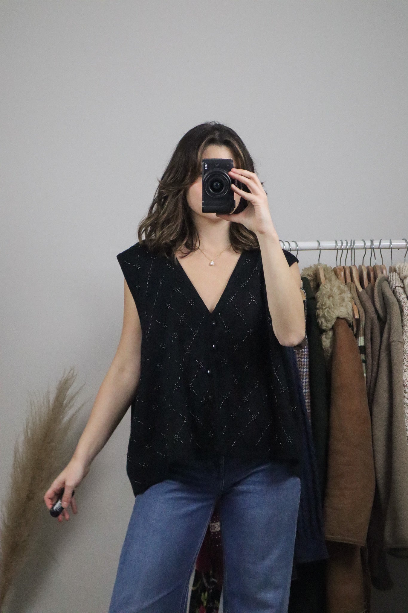 Vintage x Wool Blend Beaded Vest (XL/XXL)