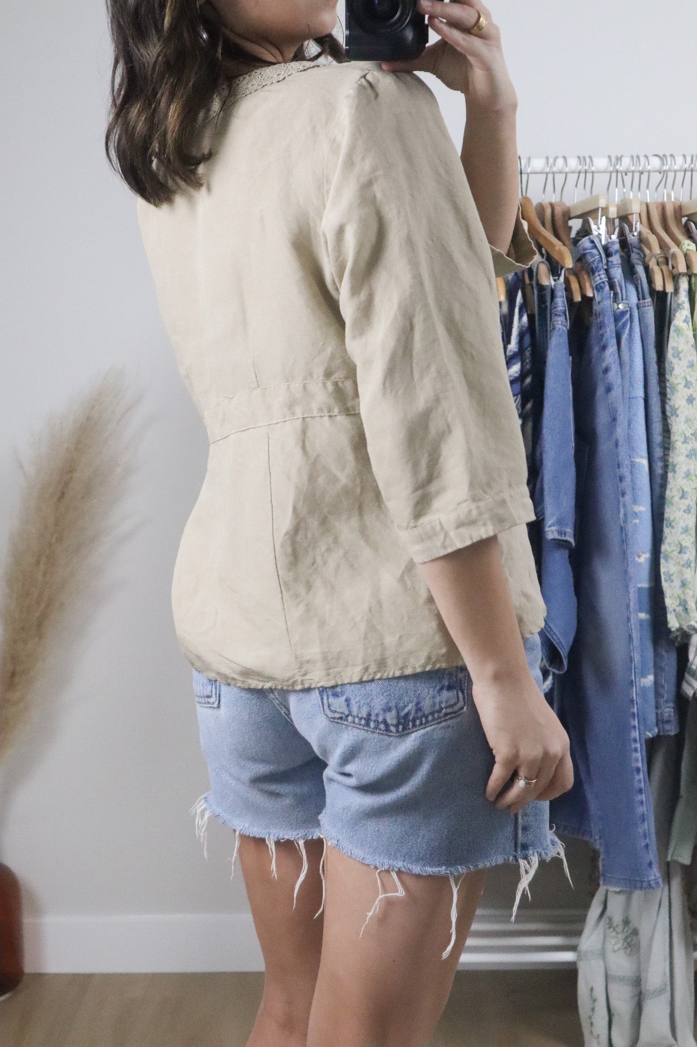 Vintage x Linen Blend Tie Top (XL)