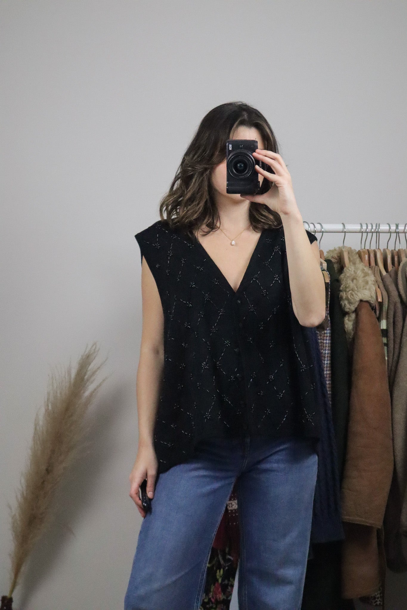 Vintage x Wool Blend Beaded Vest (XL/XXL)