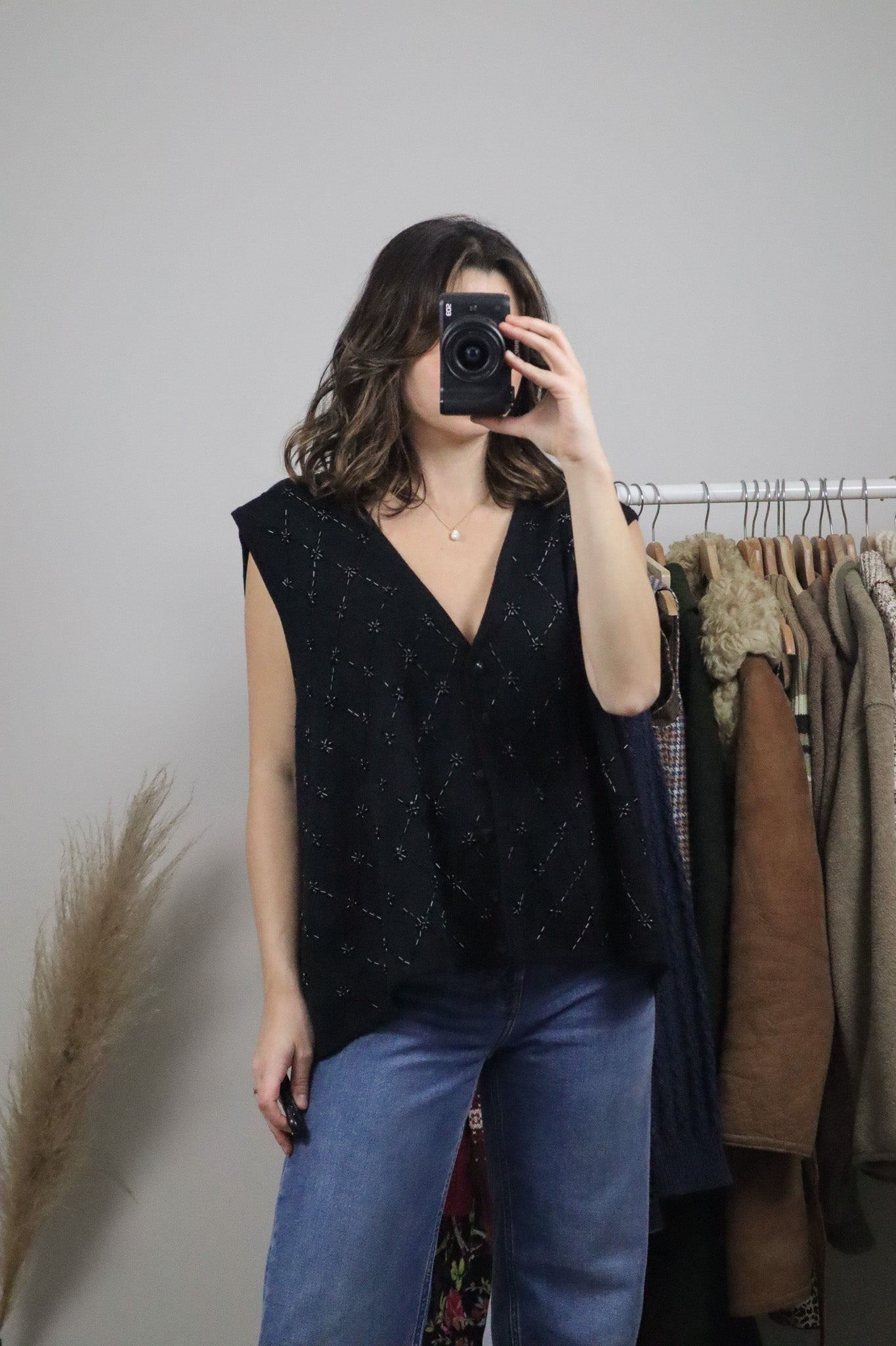 Vintage x Wool Blend Beaded Vest (XL/XXL)