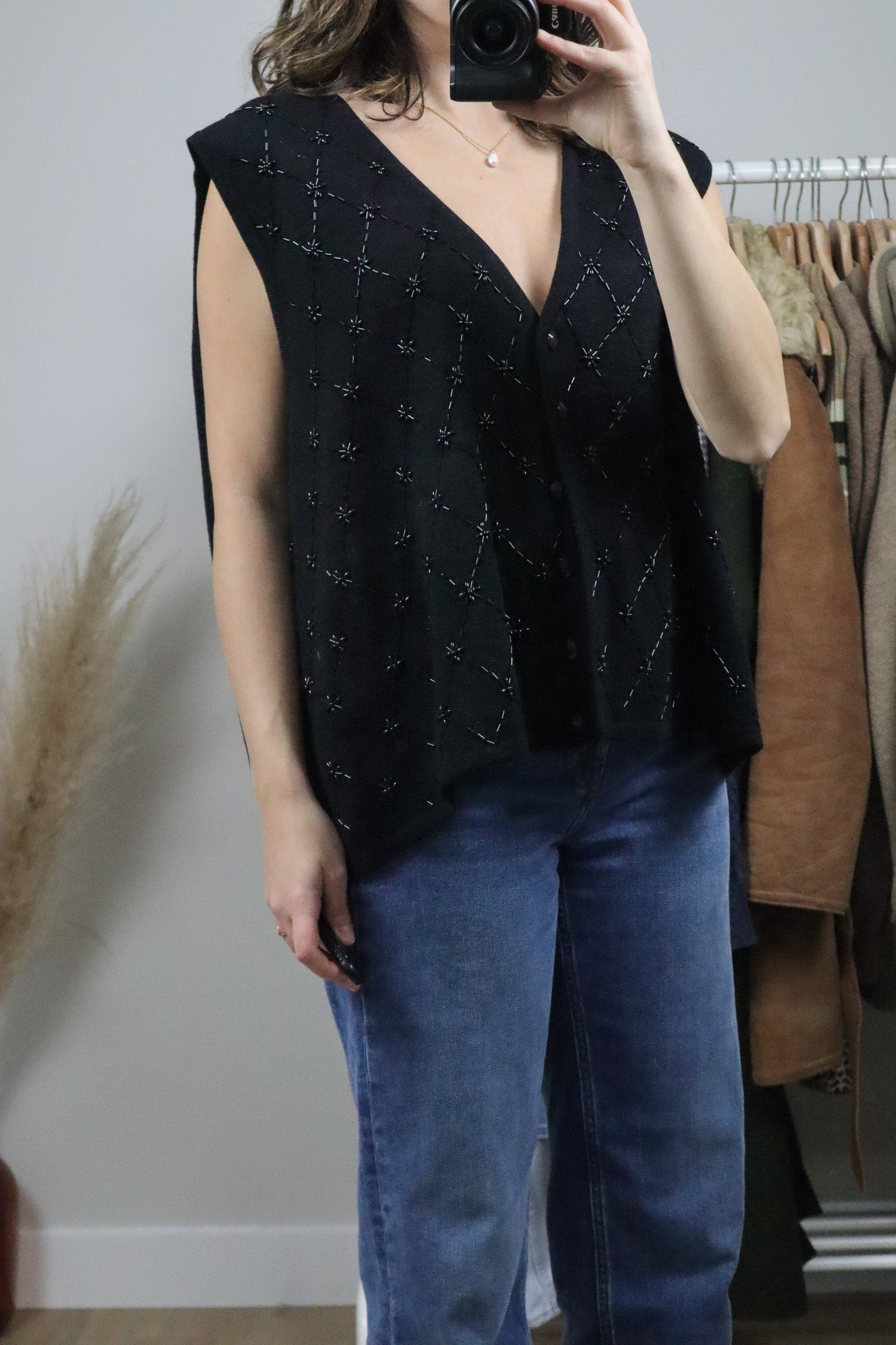 Vintage x Wool Blend Beaded Vest (XL/XXL)
