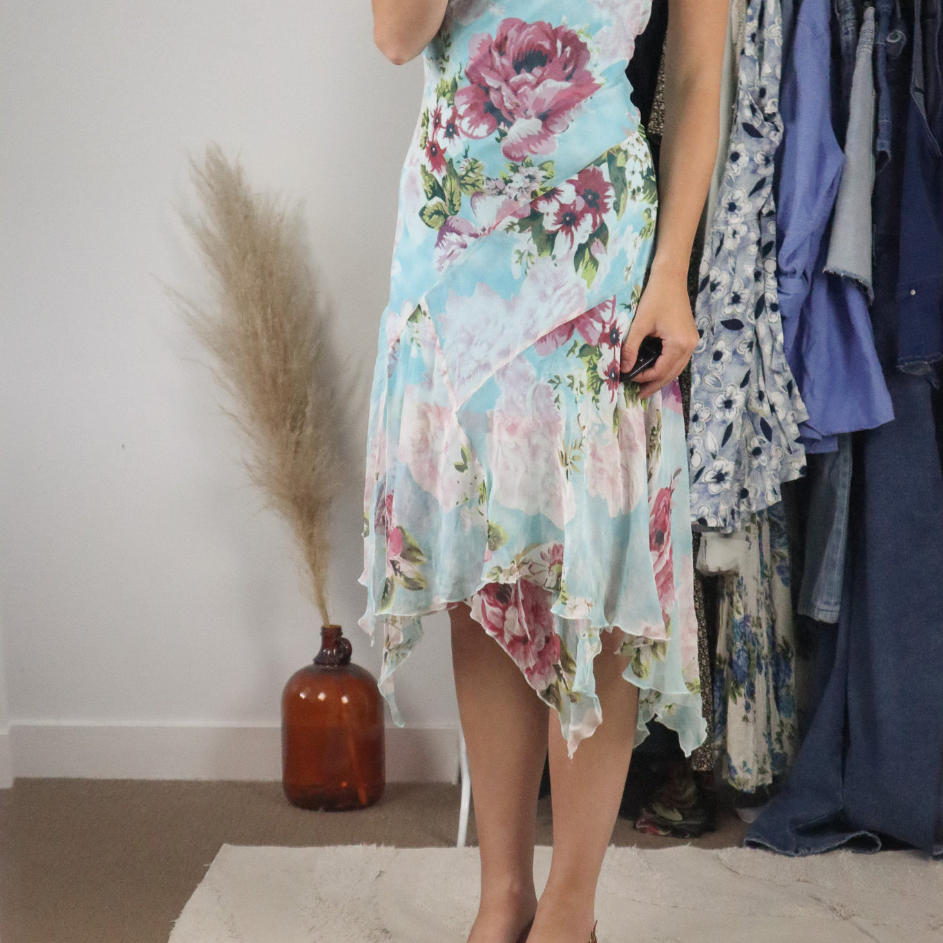 Vintage x Silk Floral Midi Dress (M)