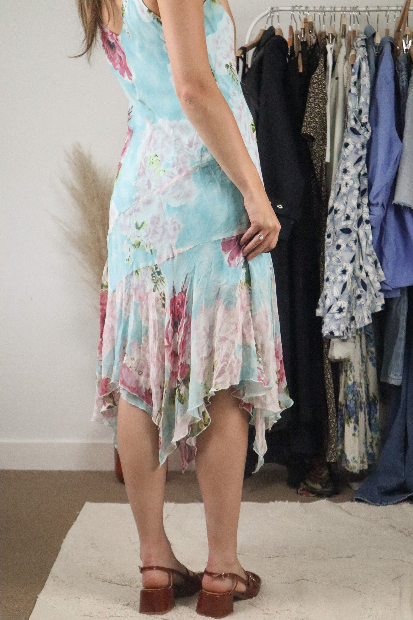 Vintage x Silk Floral Midi Dress (M)