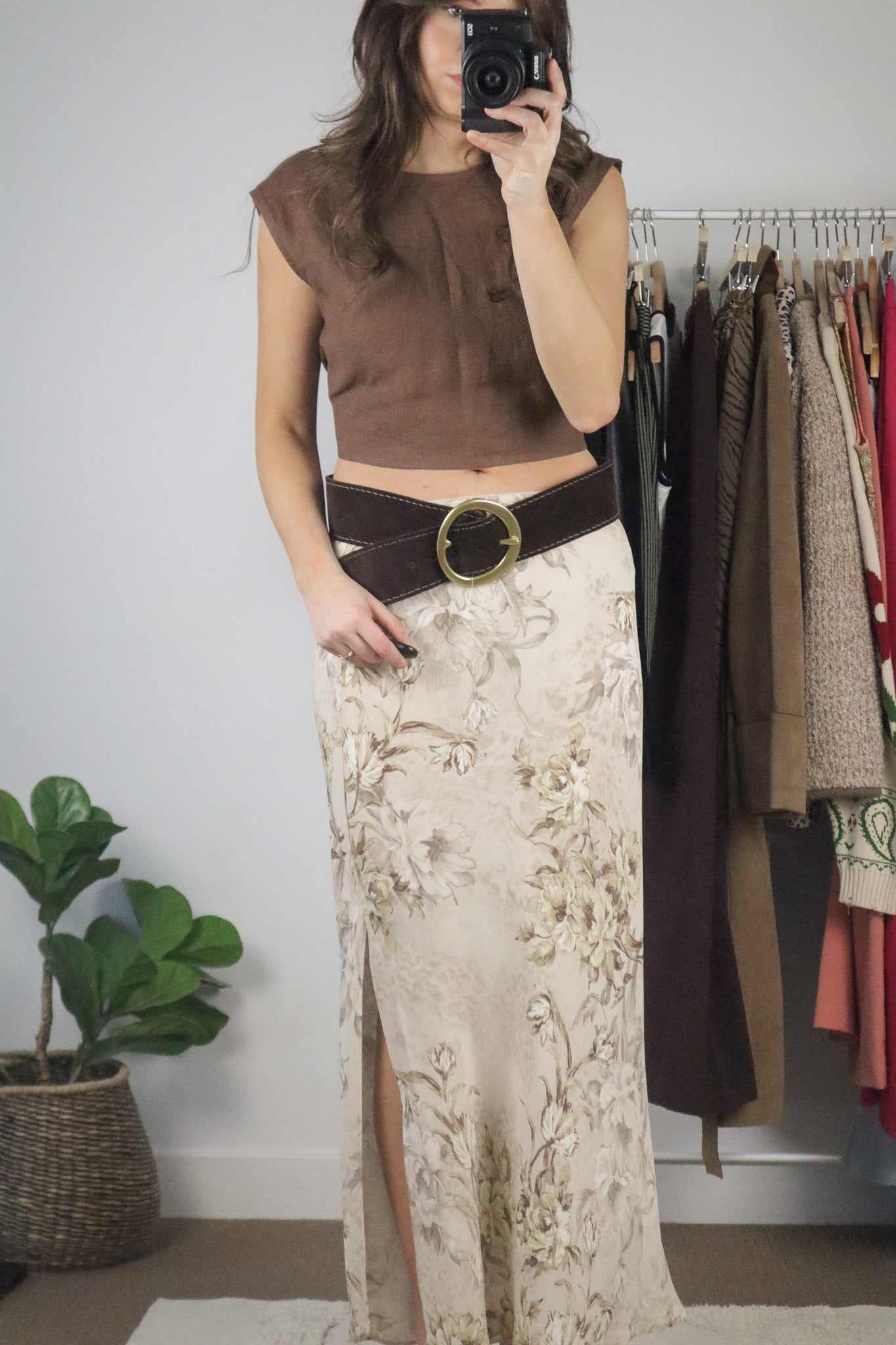 Vintage x Suede Large Buckle Belt (S)