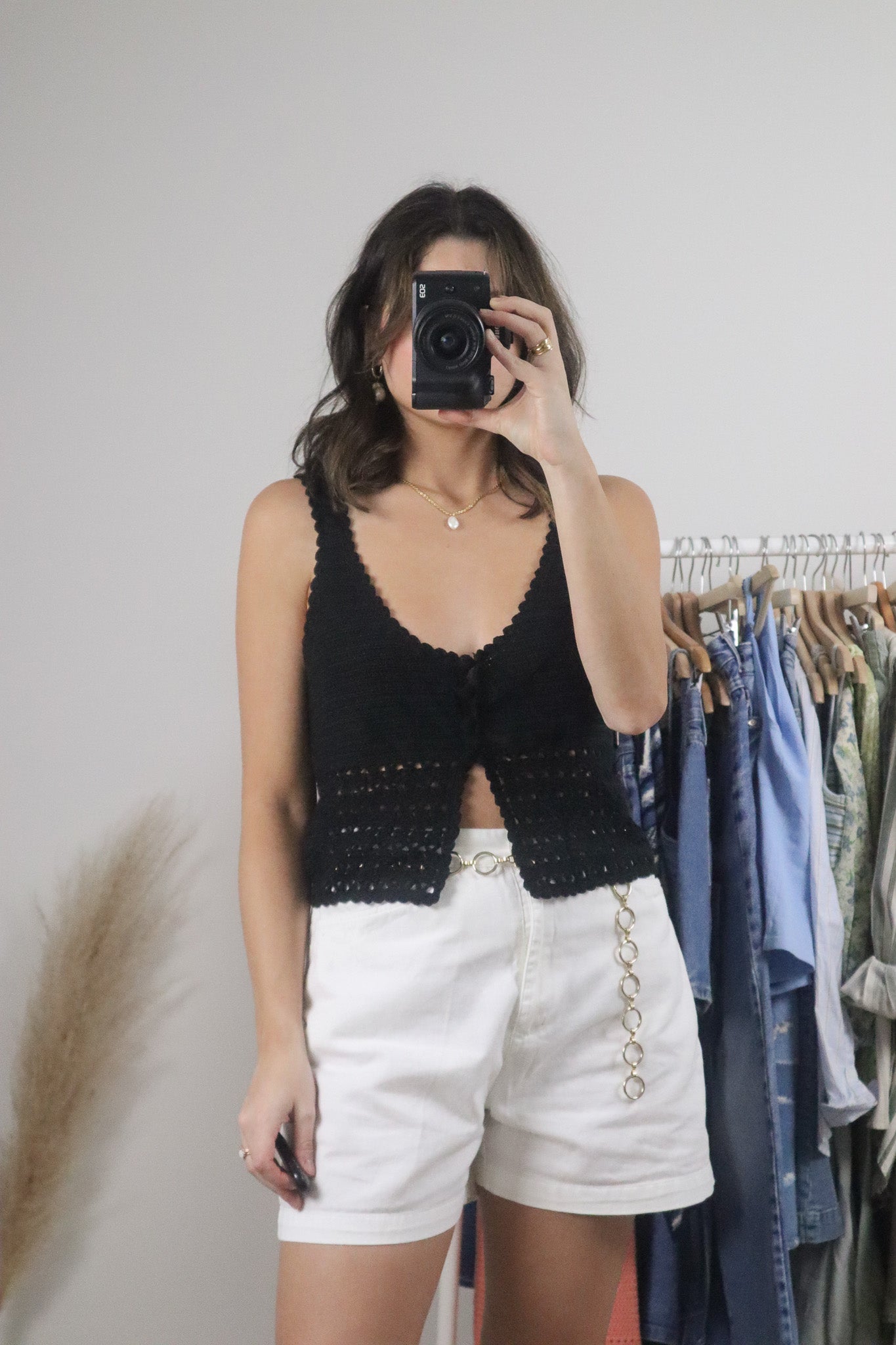 Vintage x Crochet Cropped Tank (L)