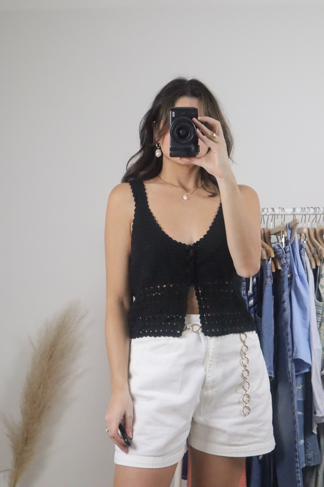 Vintage x Crochet Cropped Tank (L)