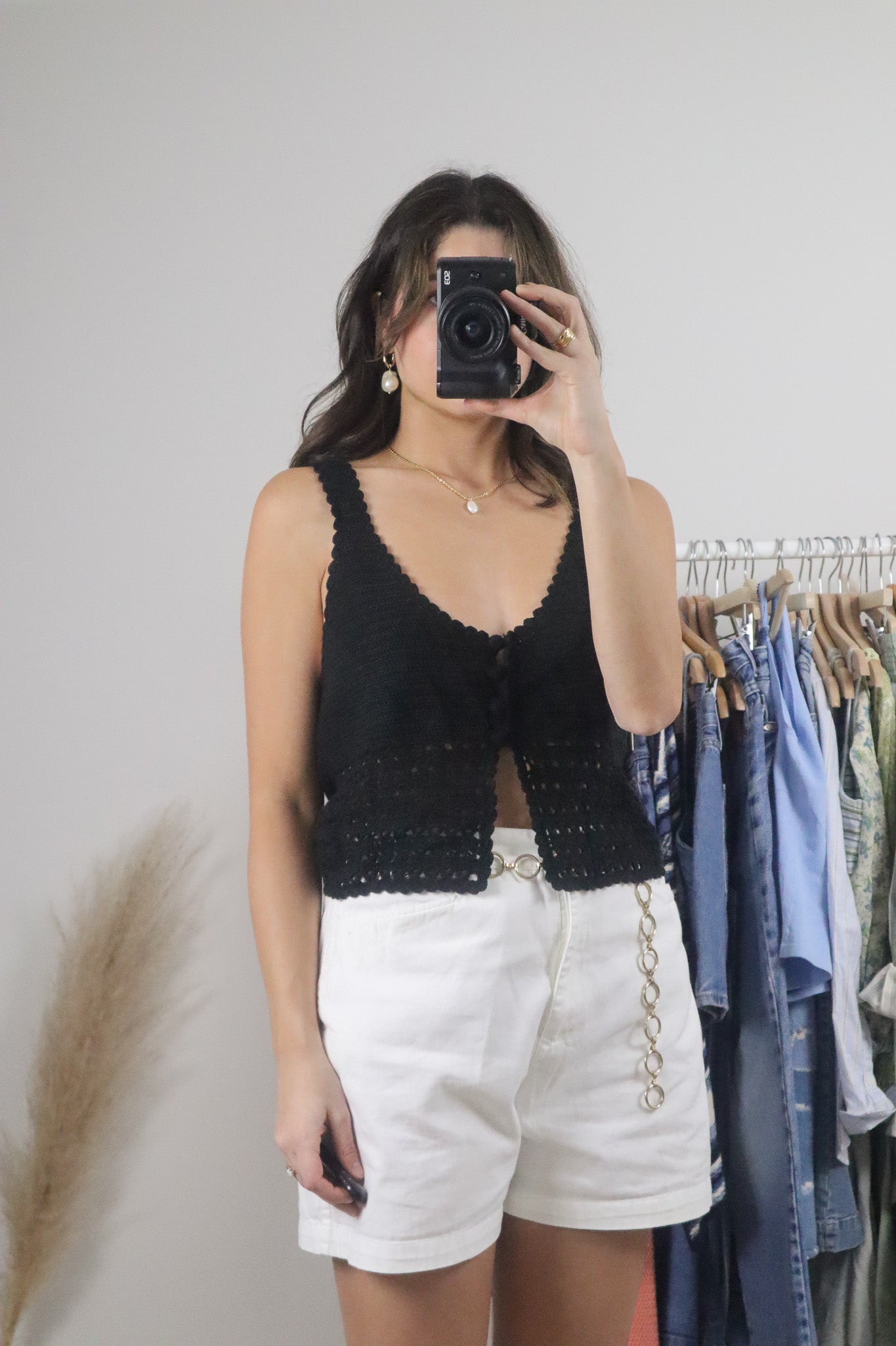 Vintage x Crochet Cropped Tank (L)