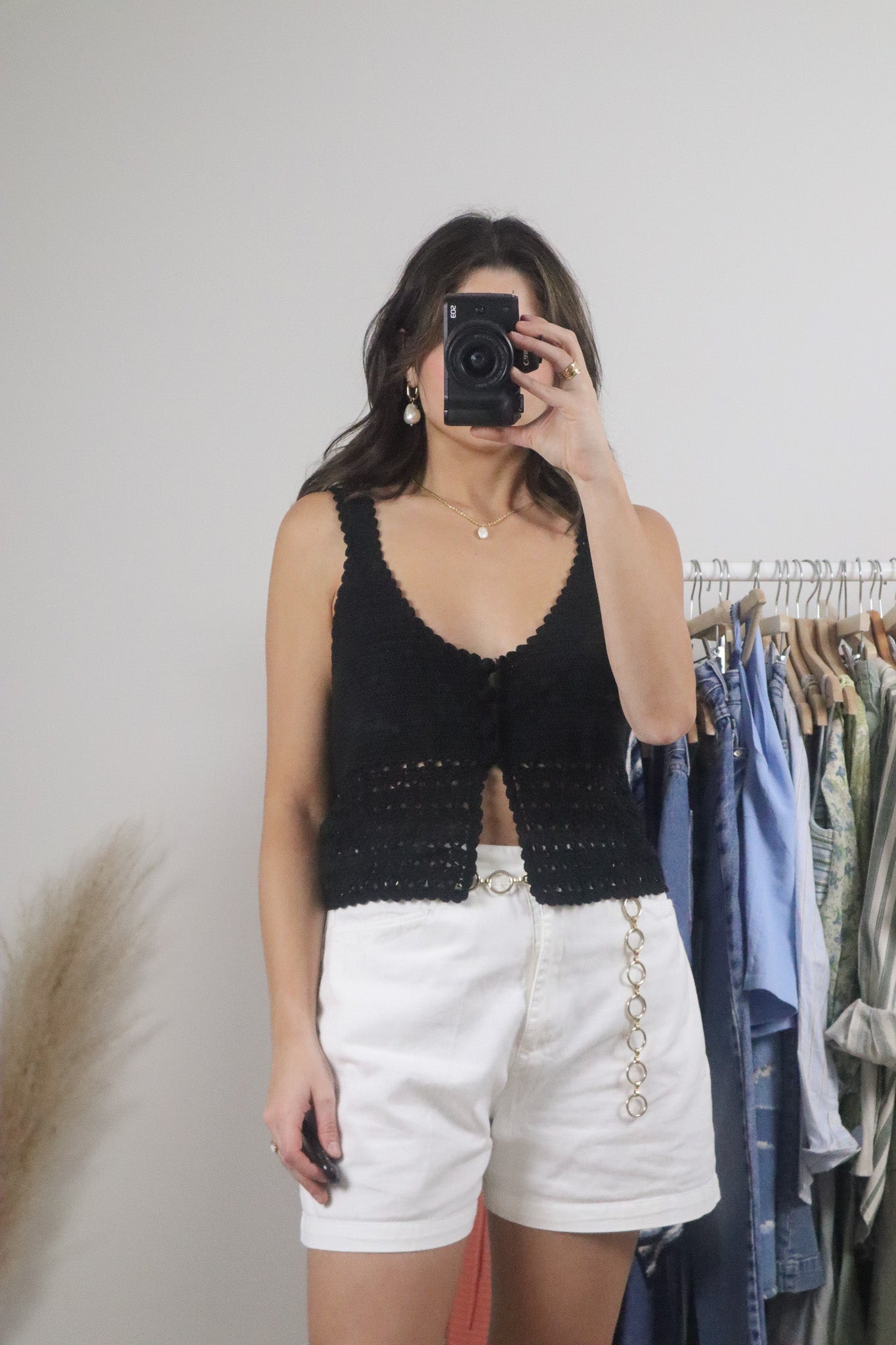 Vintage x Crochet Cropped Tank (L)