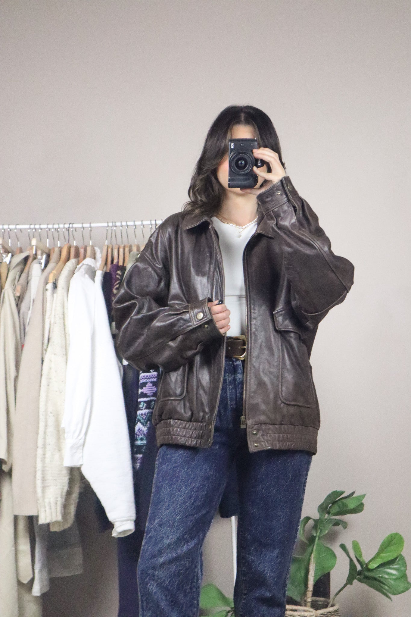 Vintage x Leather Bomber (L/XL)