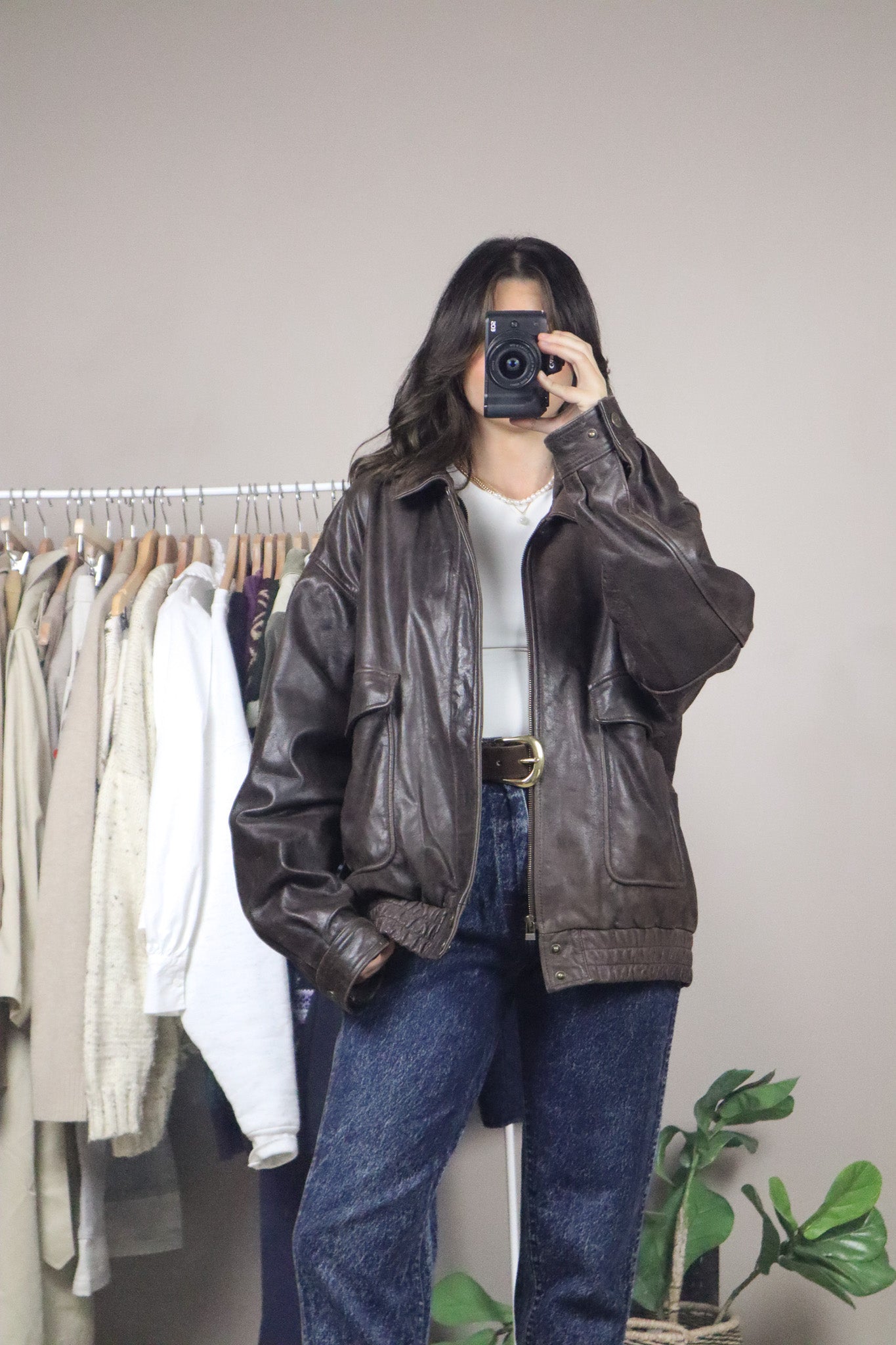 Vintage x Leather Bomber (L/XL)