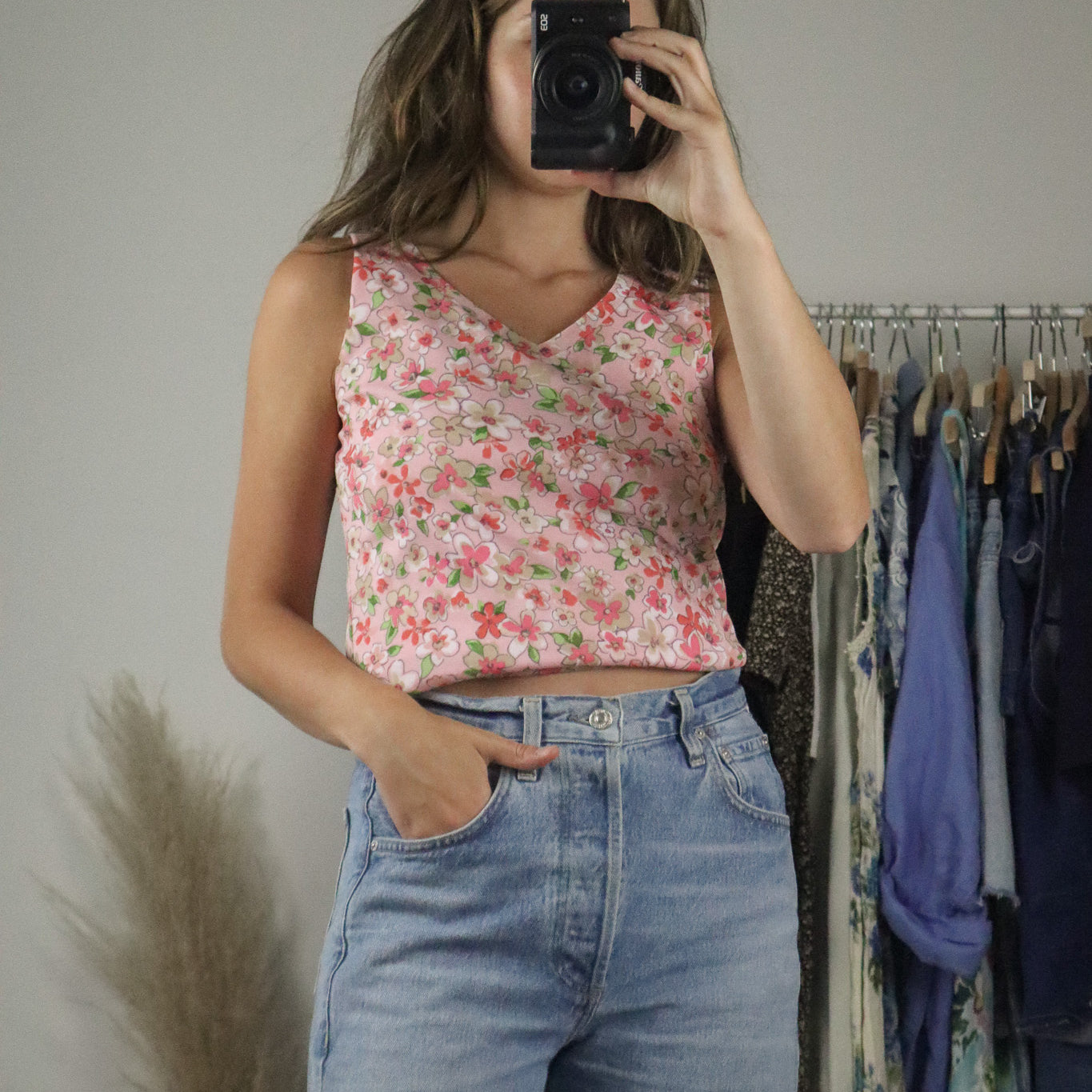 Made in Canada x Vintage x Floral Mesh Tank (S)