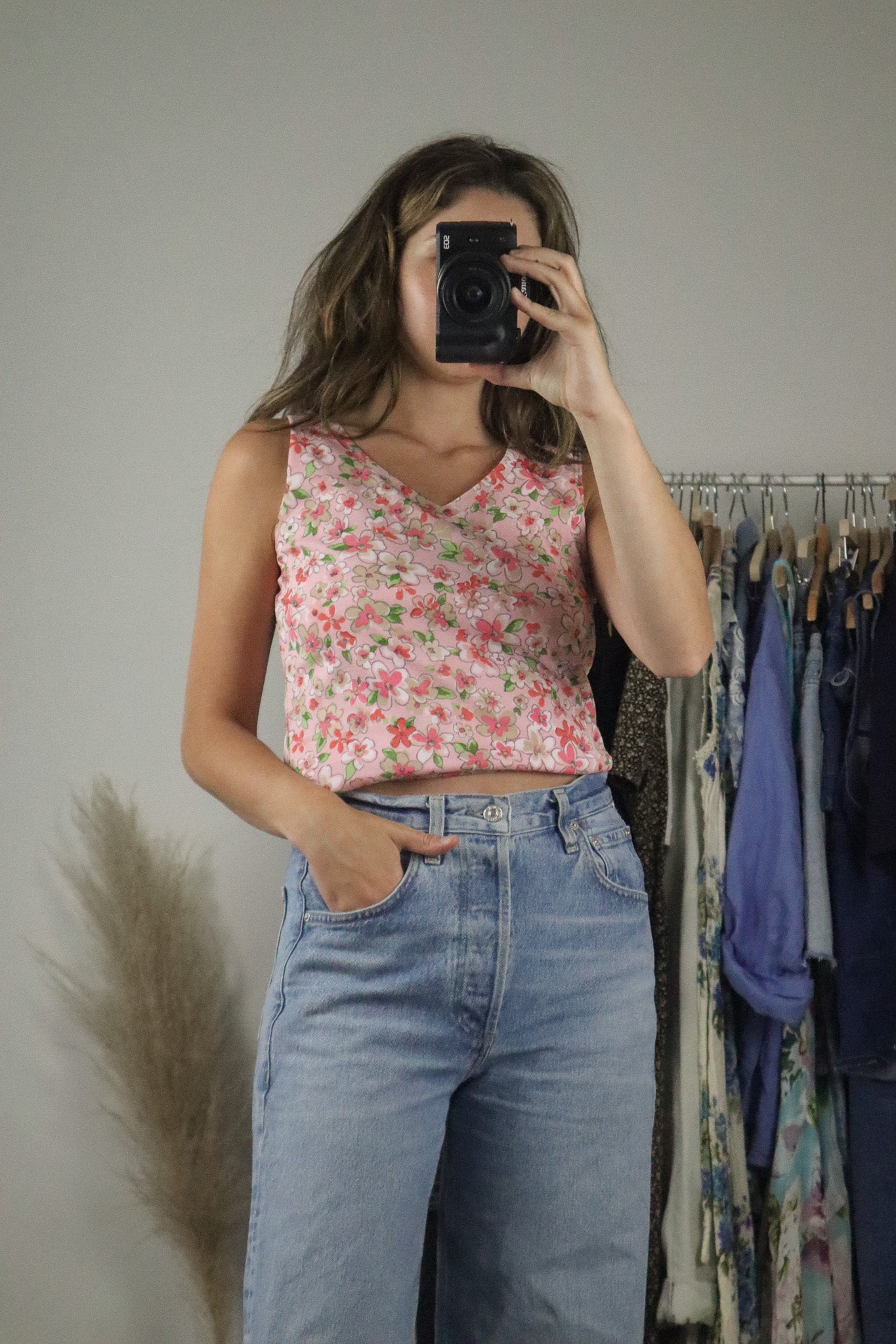 Made in Canada x Vintage x Floral Mesh Tank (S)