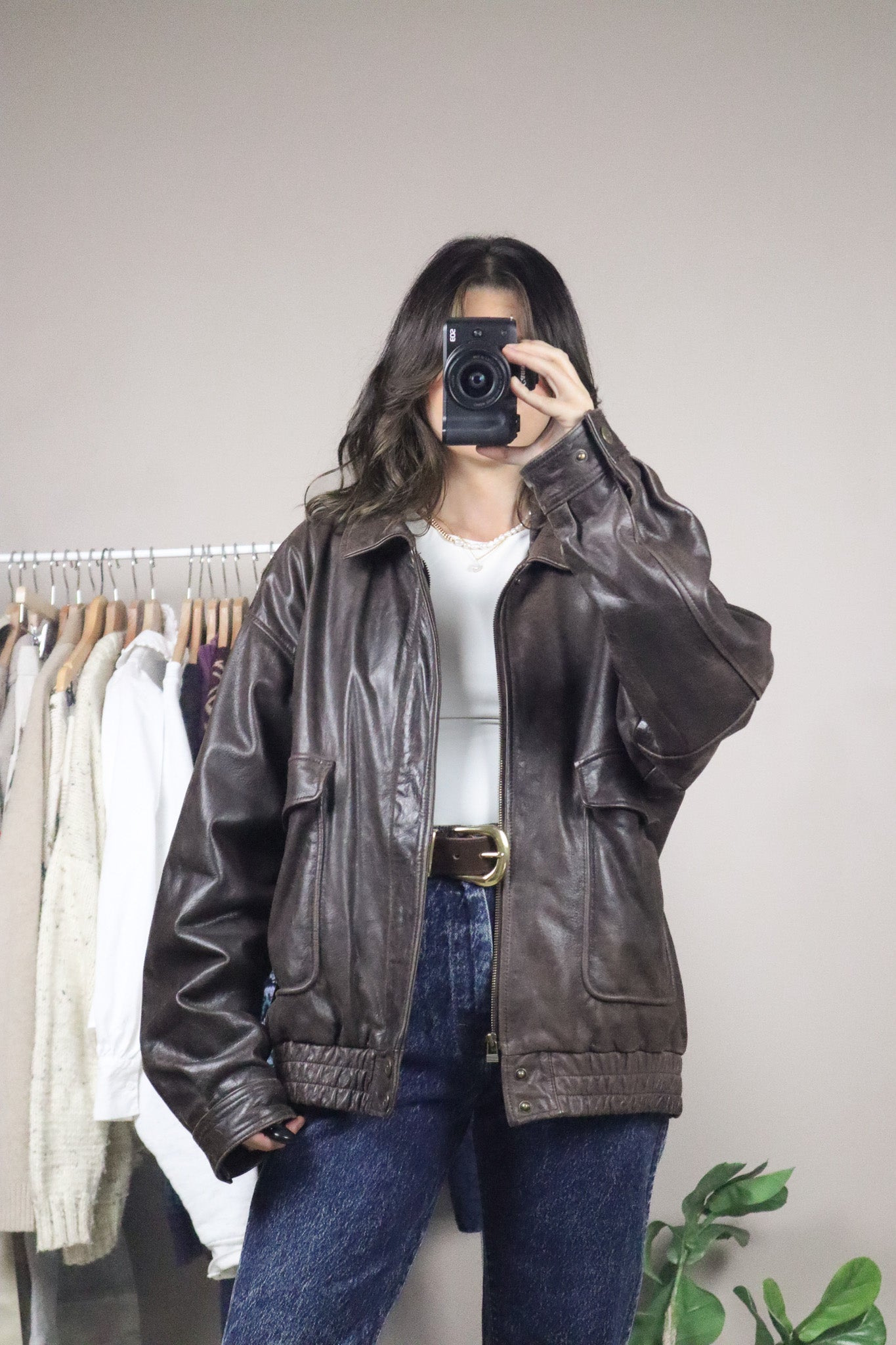 Vintage x Leather Bomber (L/XL)