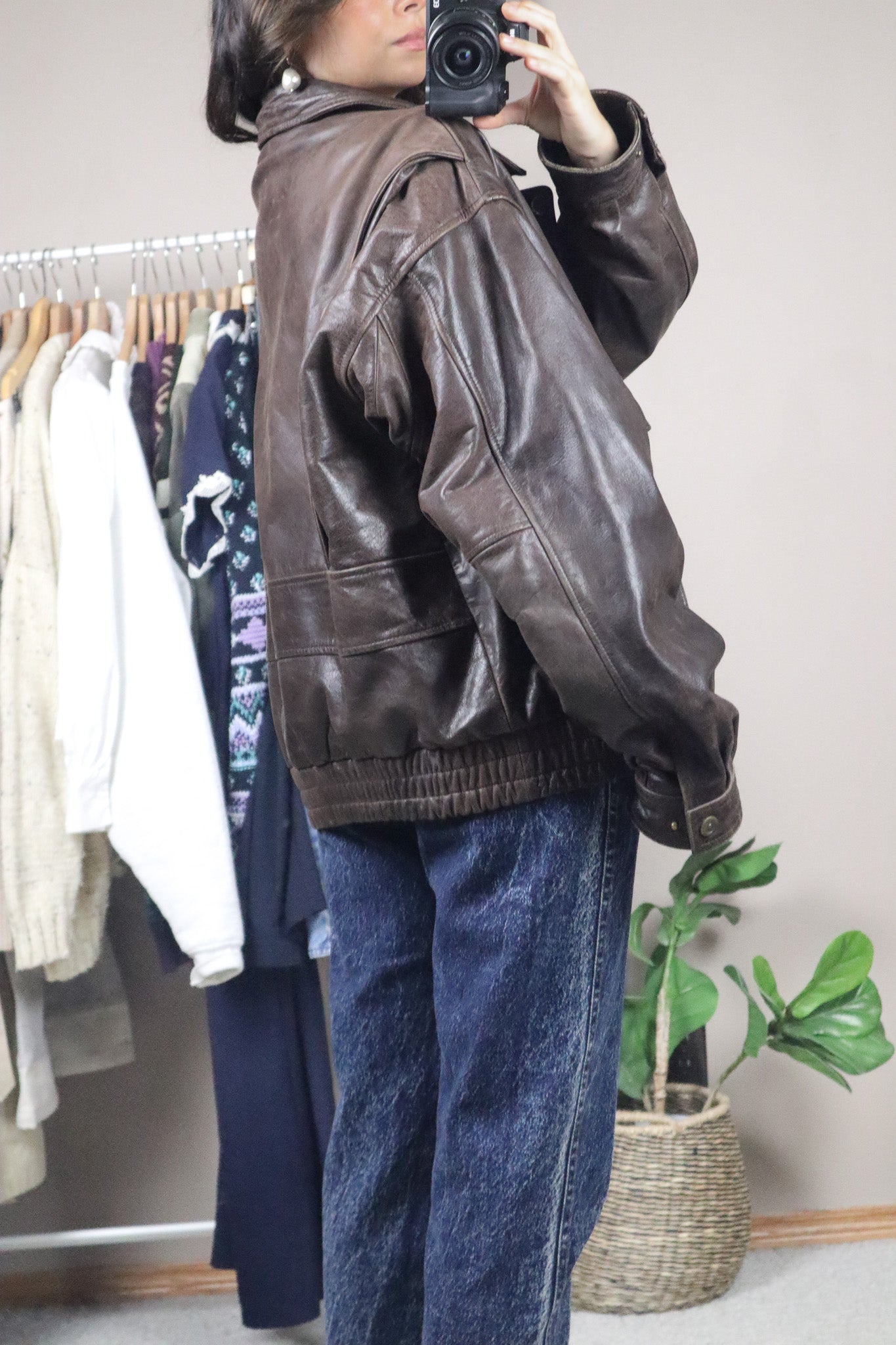Vintage x Leather Bomber (L/XL)