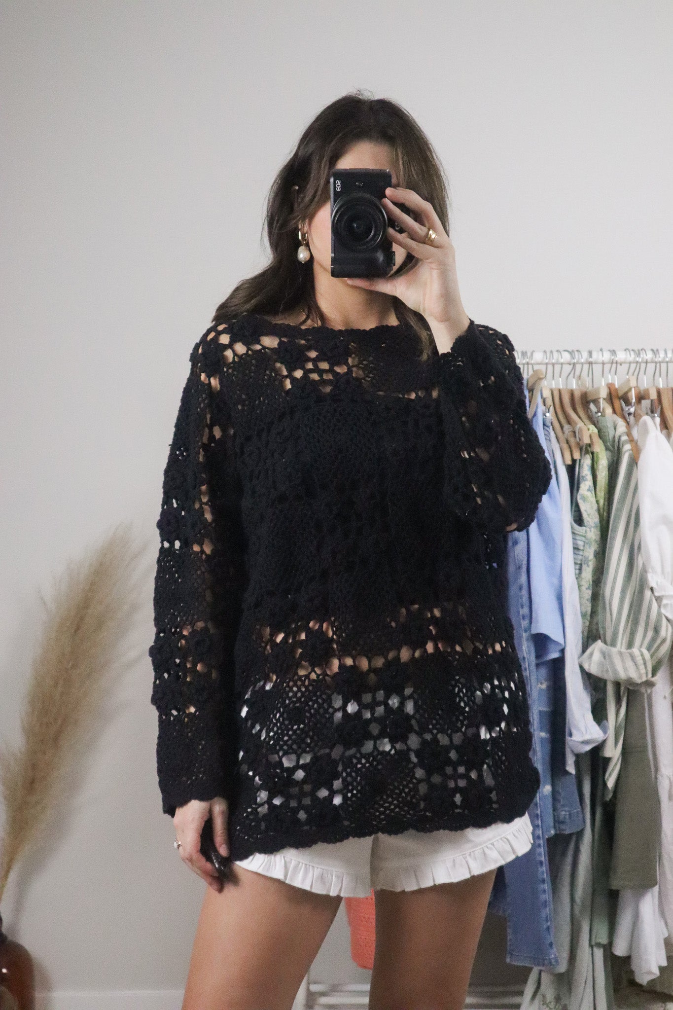 Vintage x Cotton Crochet Sweater/Coverup (S)