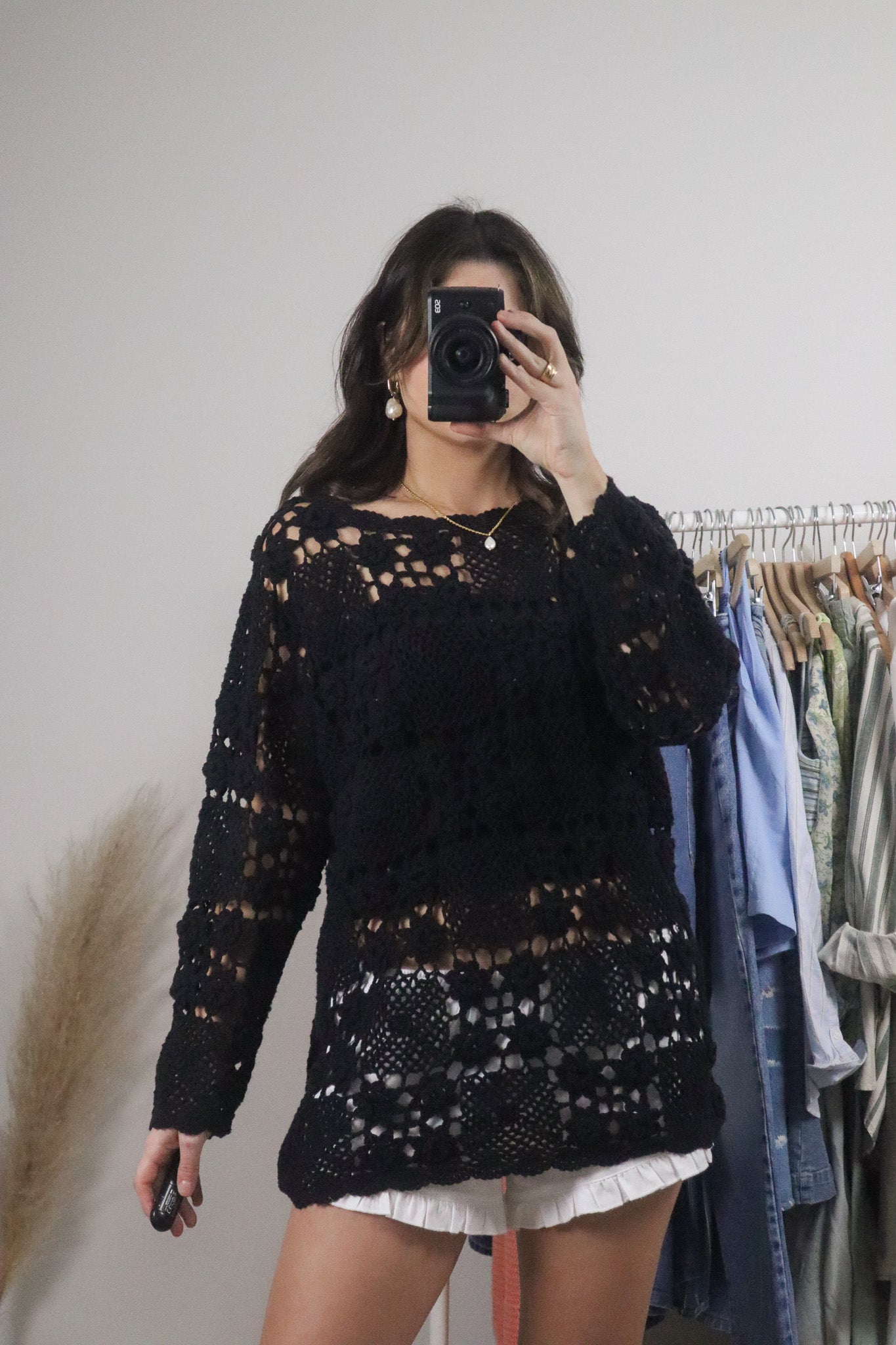 Vintage x Cotton Crochet Sweater/Coverup (S)