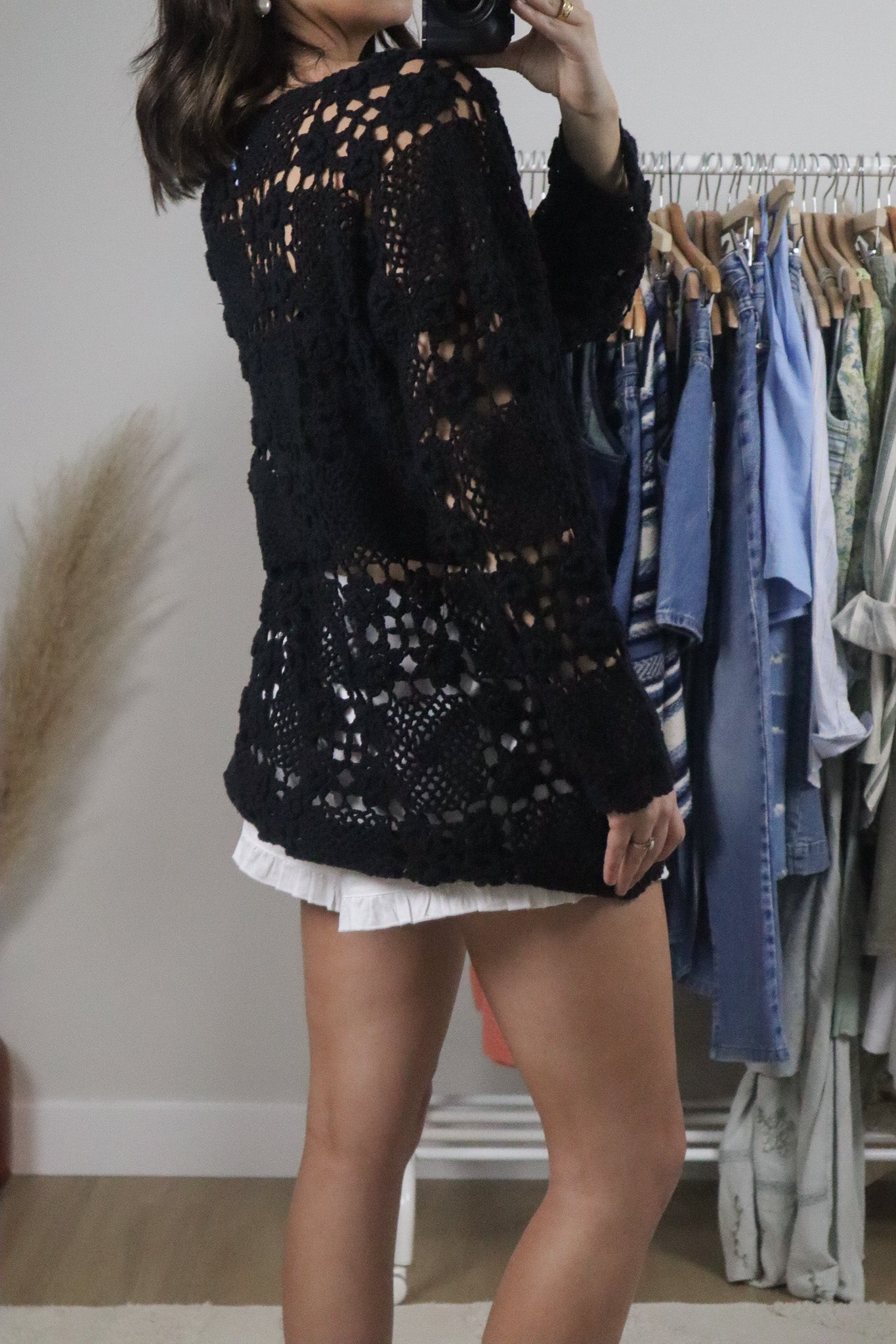 Vintage x Cotton Crochet Sweater/Coverup (S)
