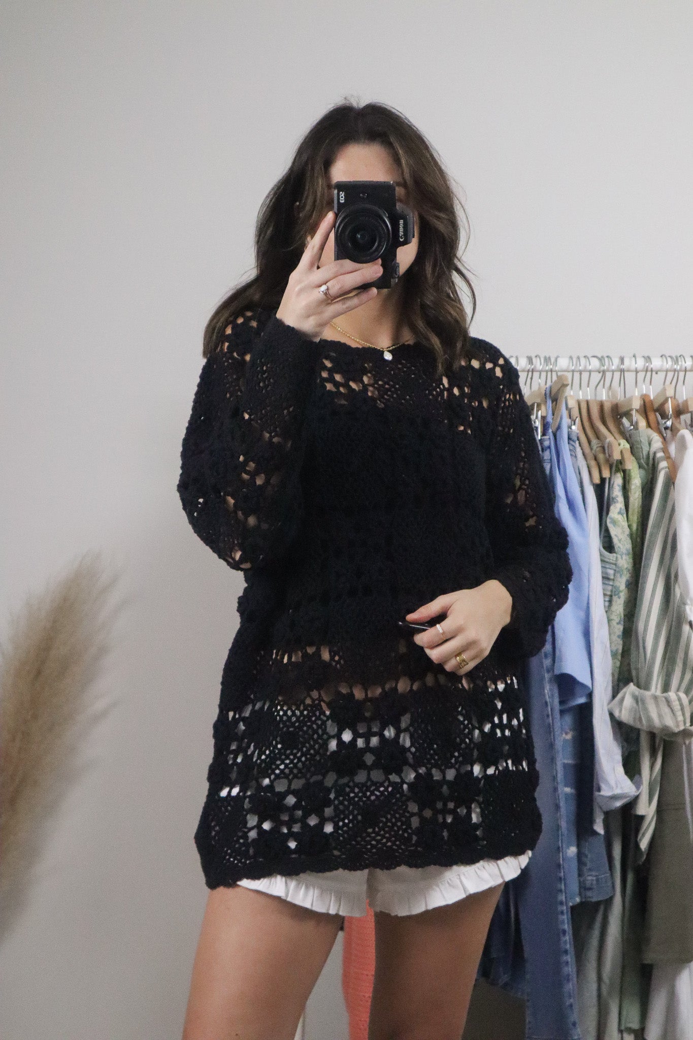 Vintage x Cotton Crochet Sweater/Coverup (S)