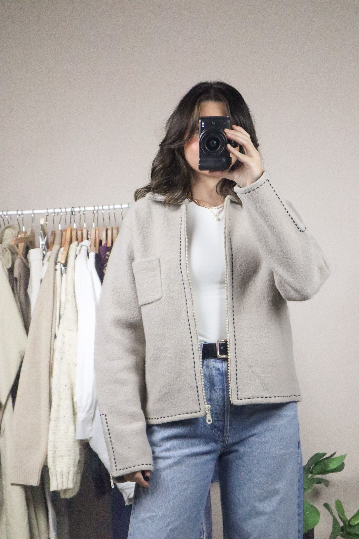 Vintage x Wool Collared Jacket With Stitching (S/M)