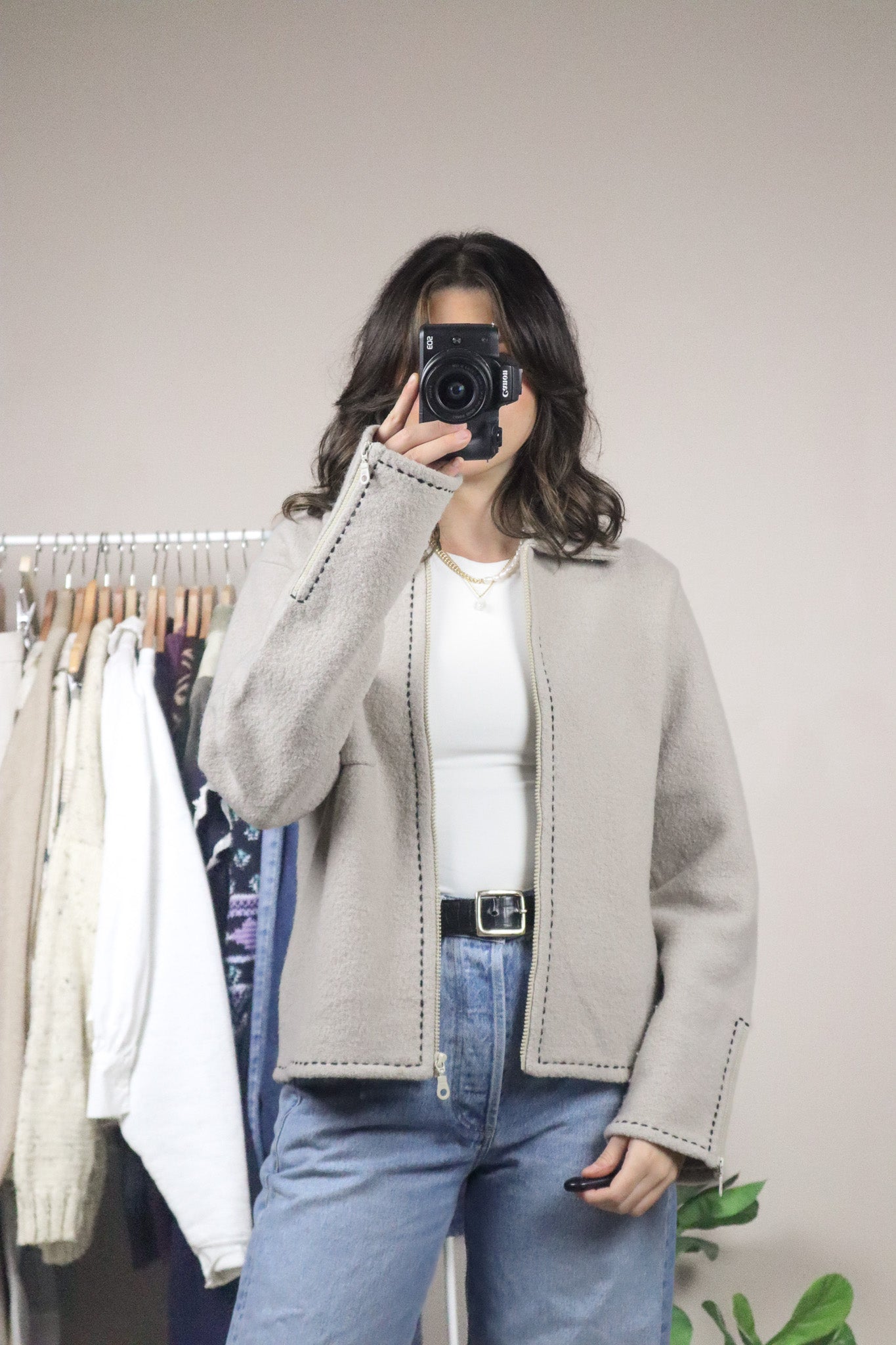 Vintage x Wool Collared Jacket With Stitching (S/M)