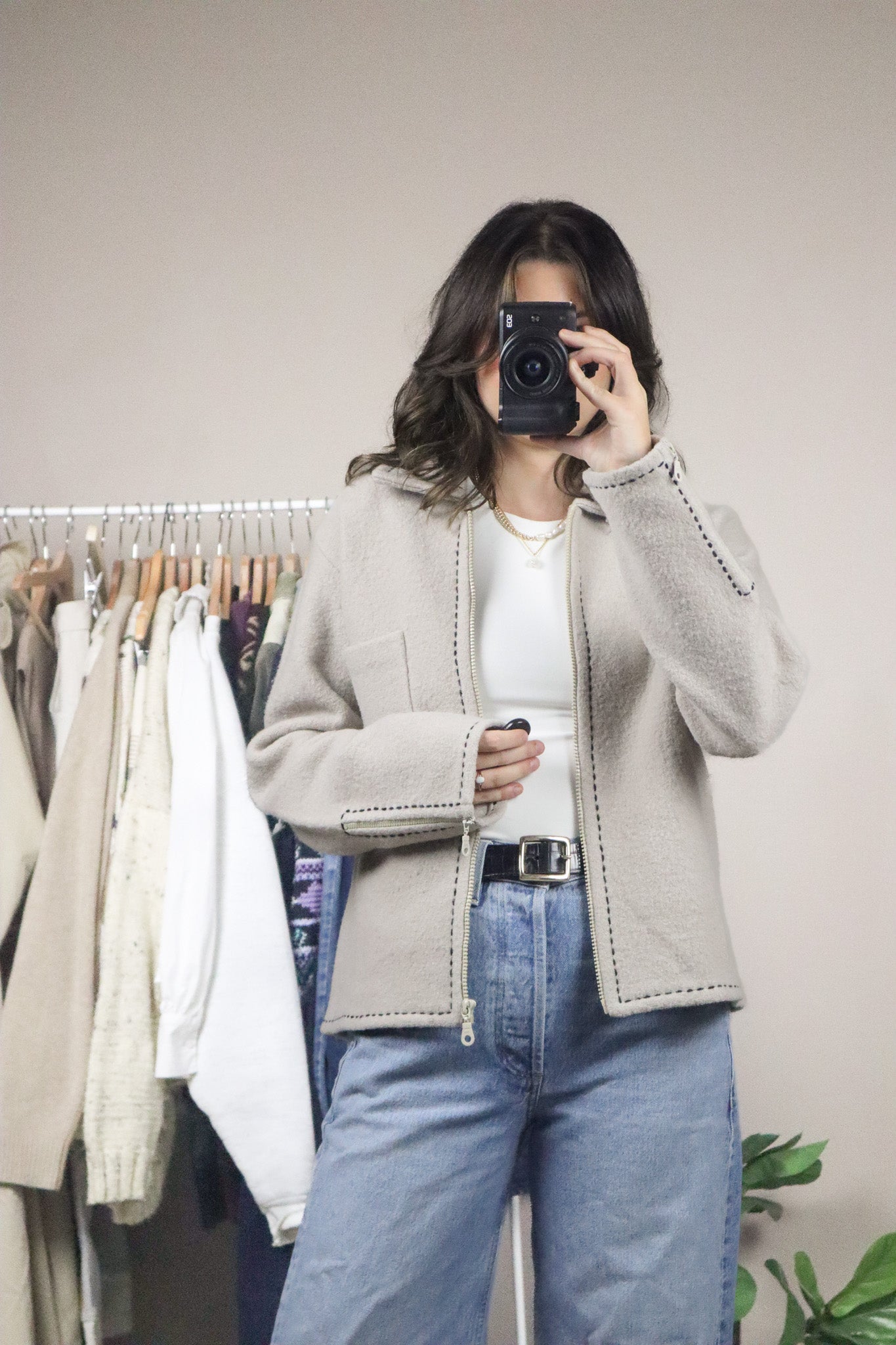 Vintage x Wool Collared Jacket With Stitching (S/M)