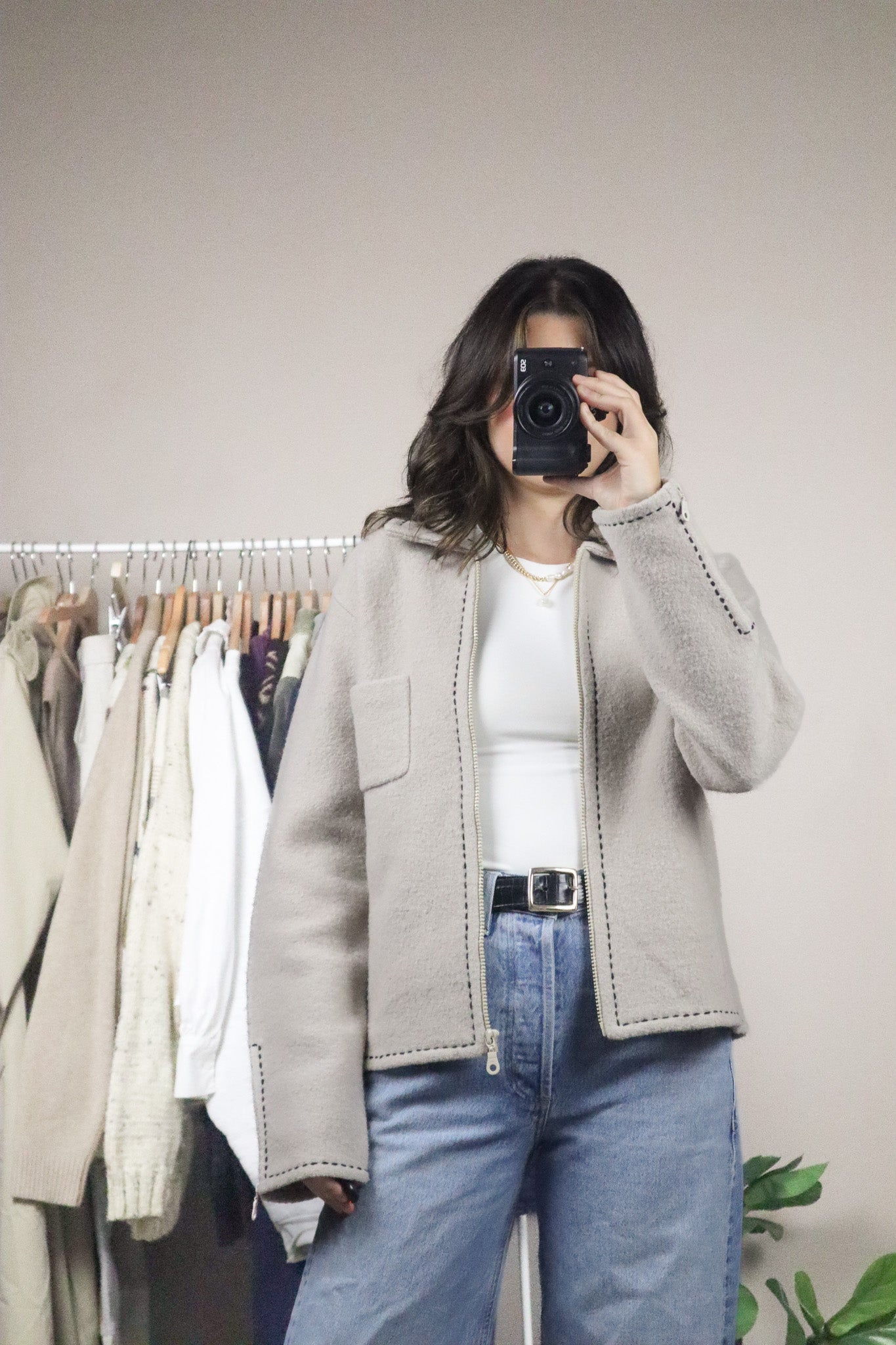 Vintage x Wool Collared Jacket With Stitching (S/M)
