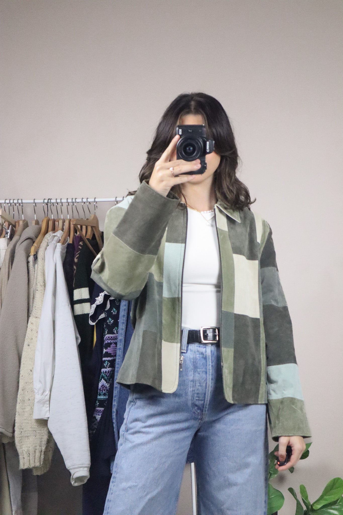 Vintage x Suede Patchwork Collared Jacket (S-M)