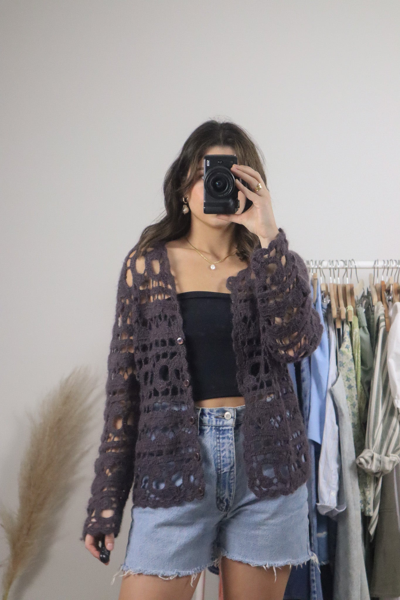 Vintage x Handmade Wool Crochet Tie Cardigan (M/L)