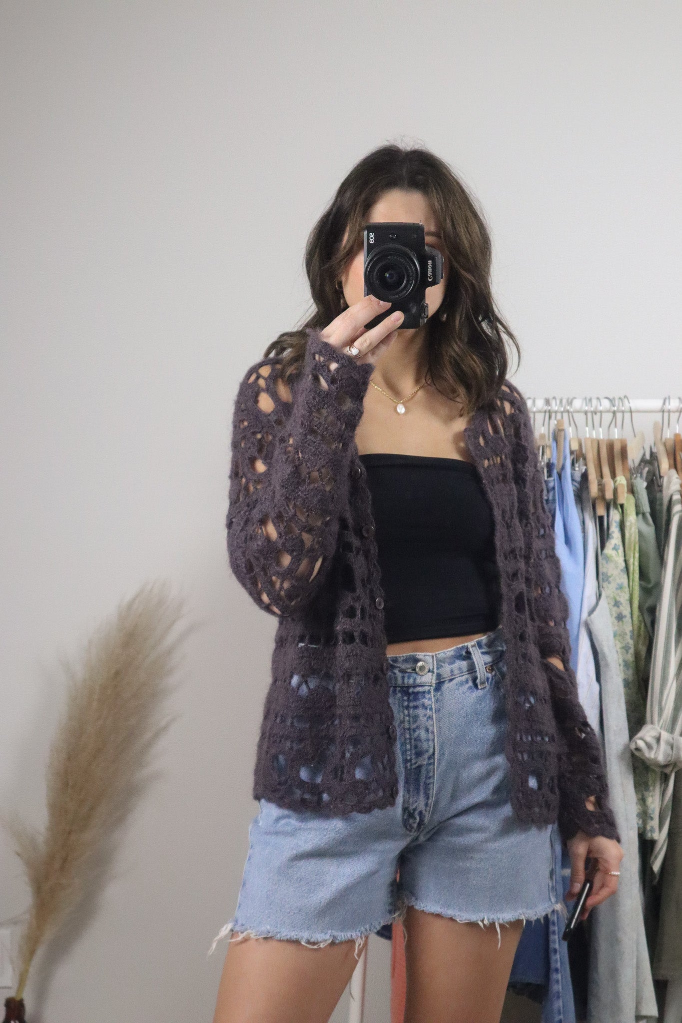 Vintage x Handmade Wool Crochet Tie Cardigan (M/L)