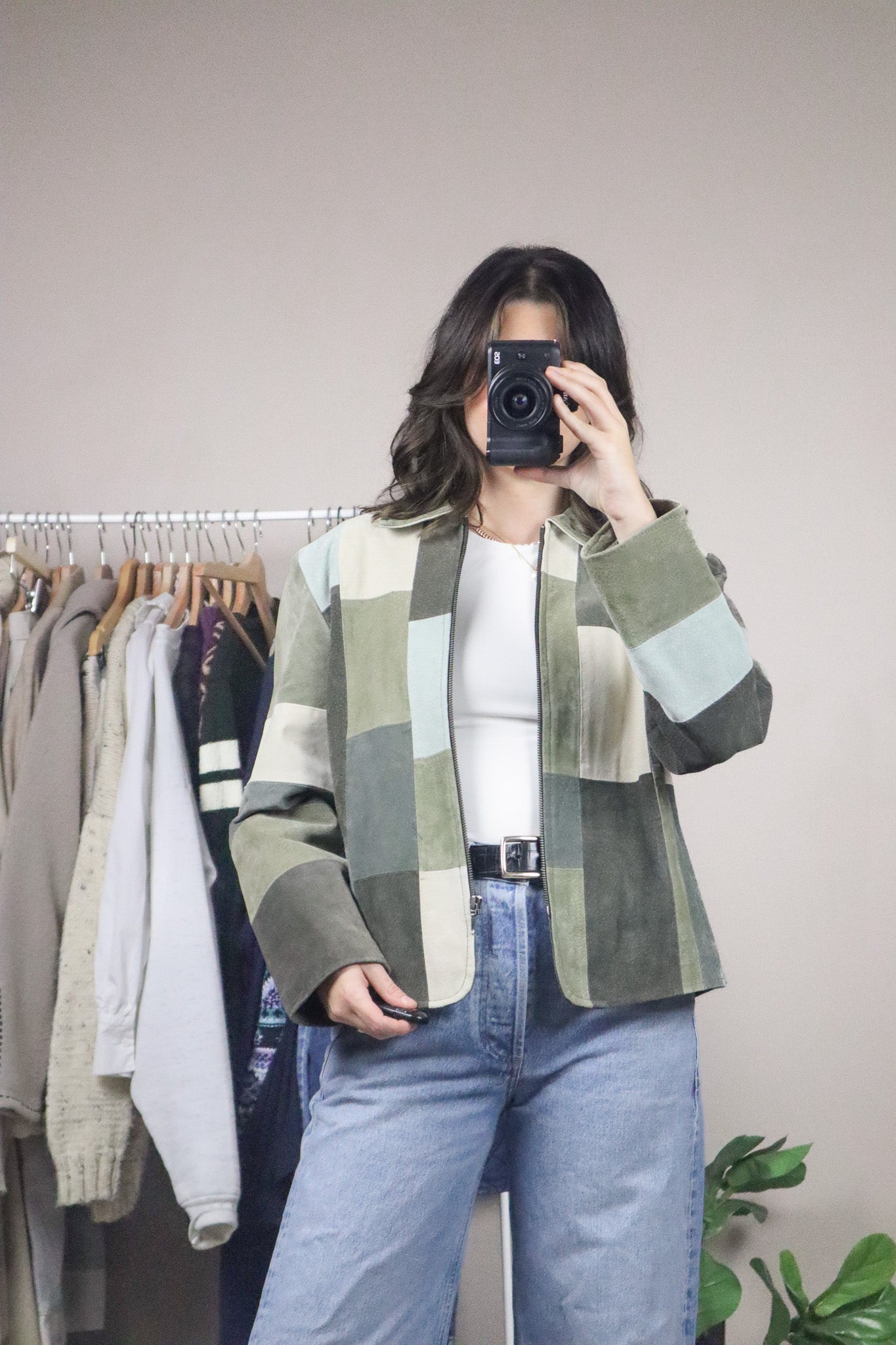 Vintage x Suede Patchwork Collared Jacket (S-M)