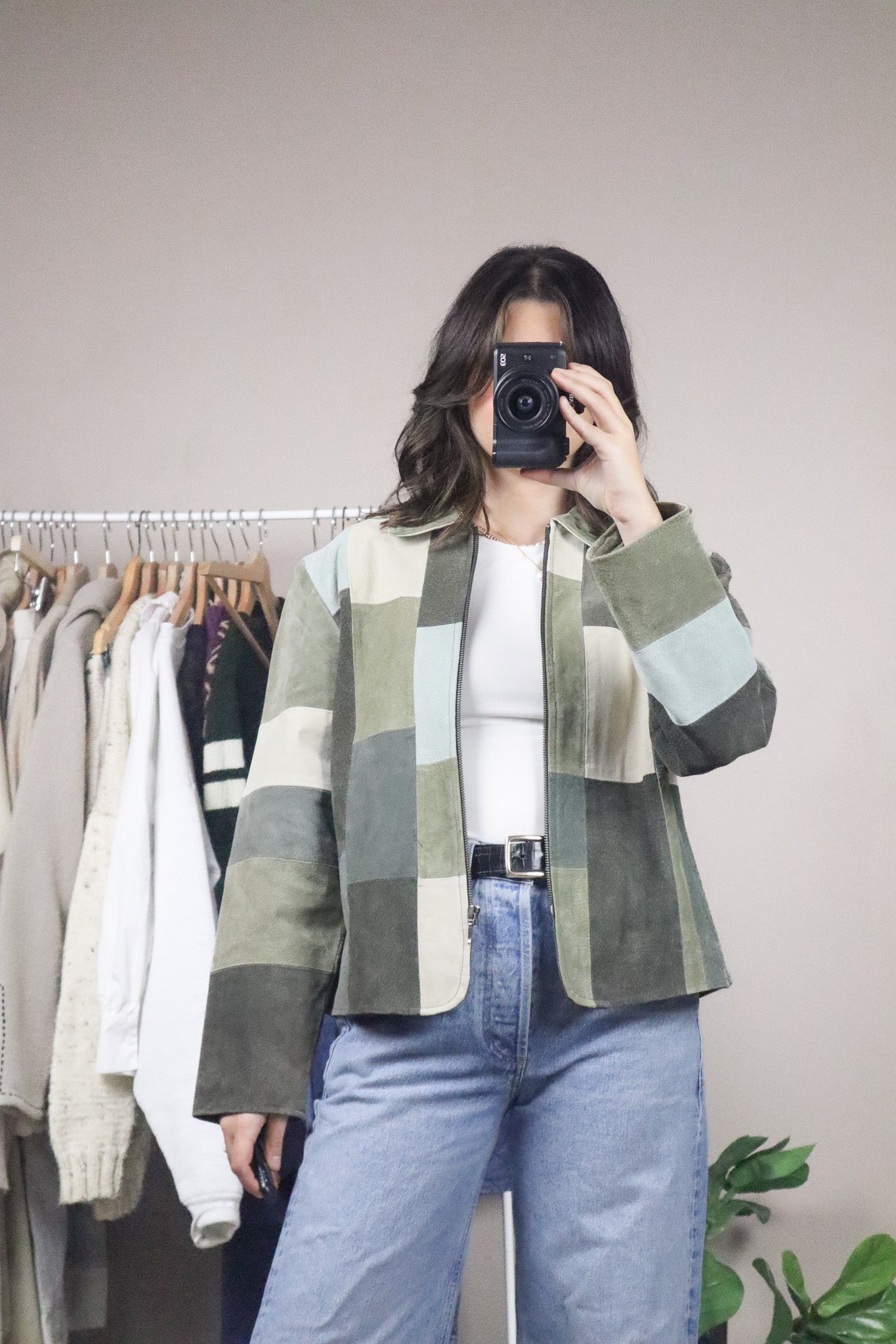 Vintage x Suede Patchwork Collared Jacket (S-M)