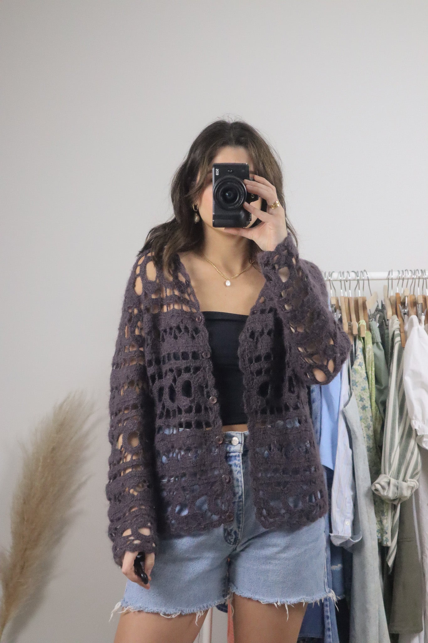 Vintage x Handmade Wool Crochet Tie Cardigan (M/L)