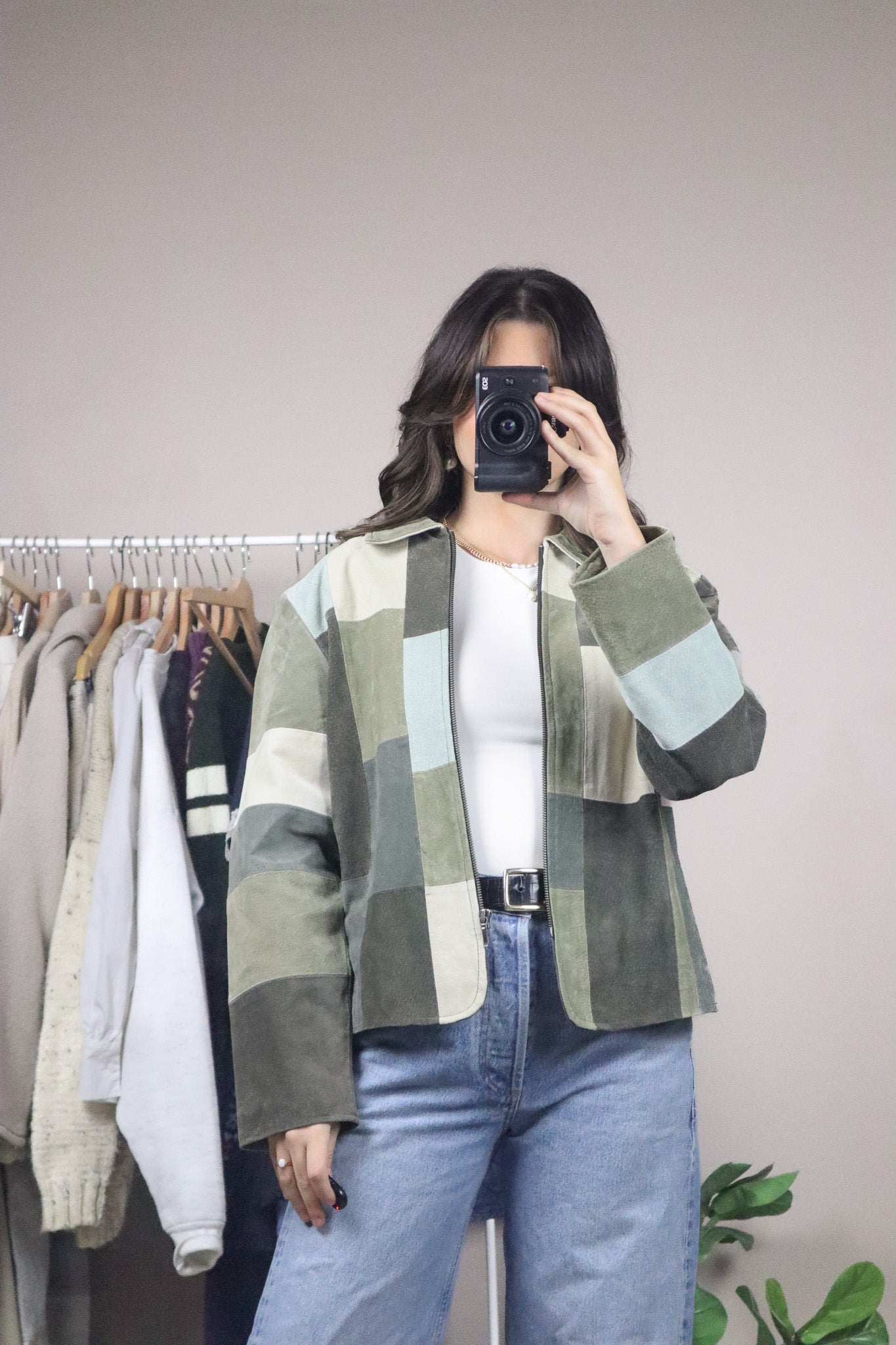 Vintage x Suede Patchwork Collared Jacket (S-M)