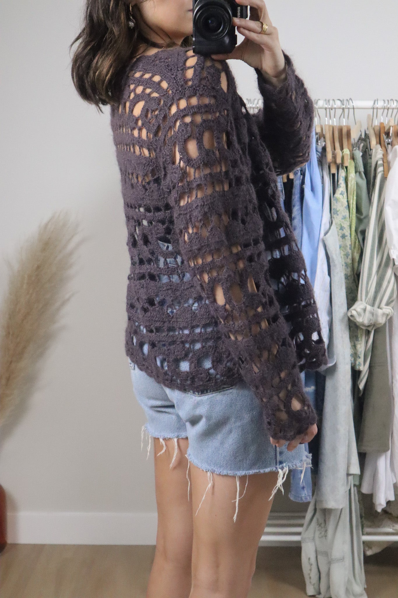 Vintage x Handmade Wool Crochet Tie Cardigan (M/L)
