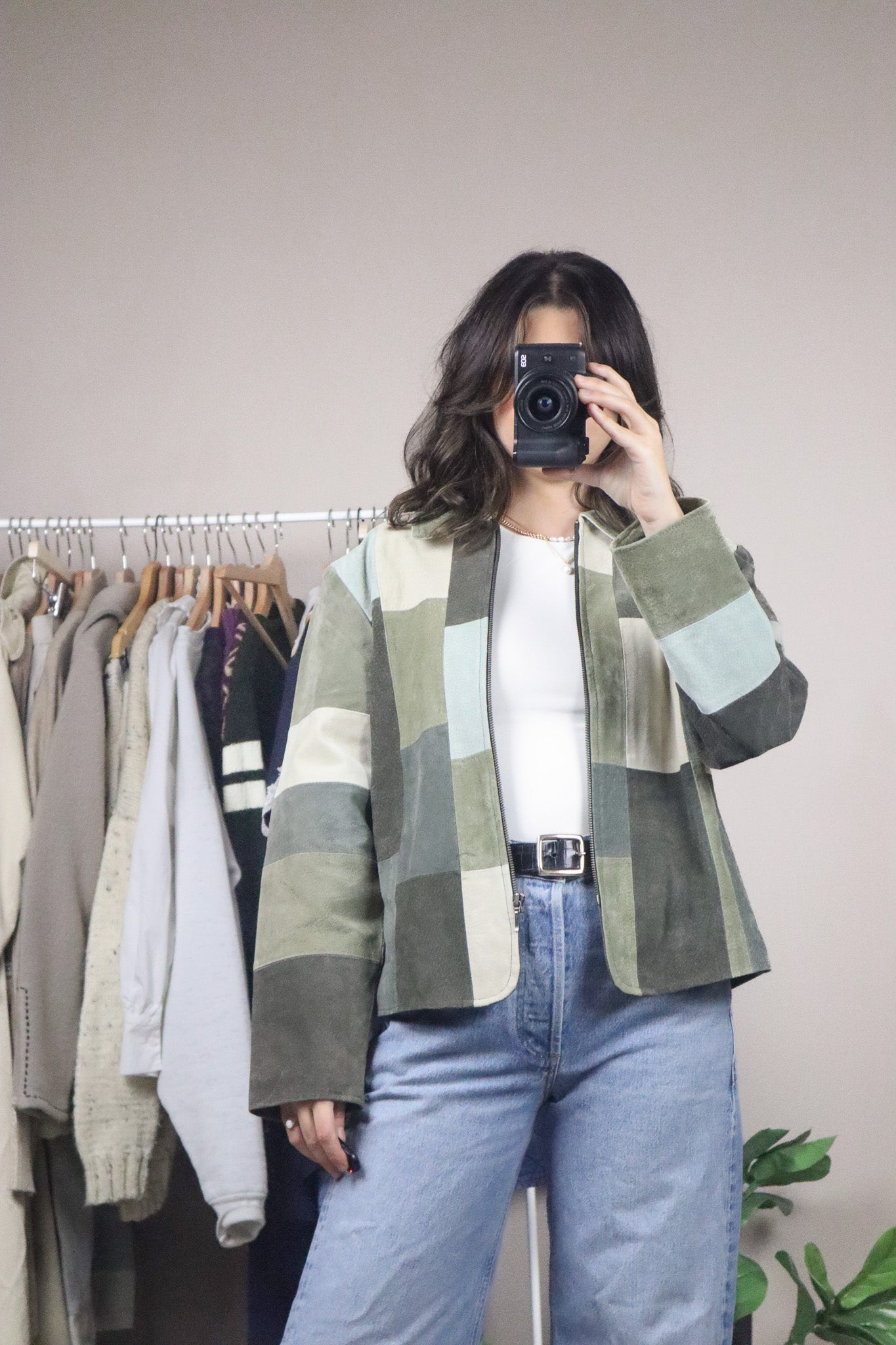 Vintage x Suede Patchwork Collared Jacket (S-M)