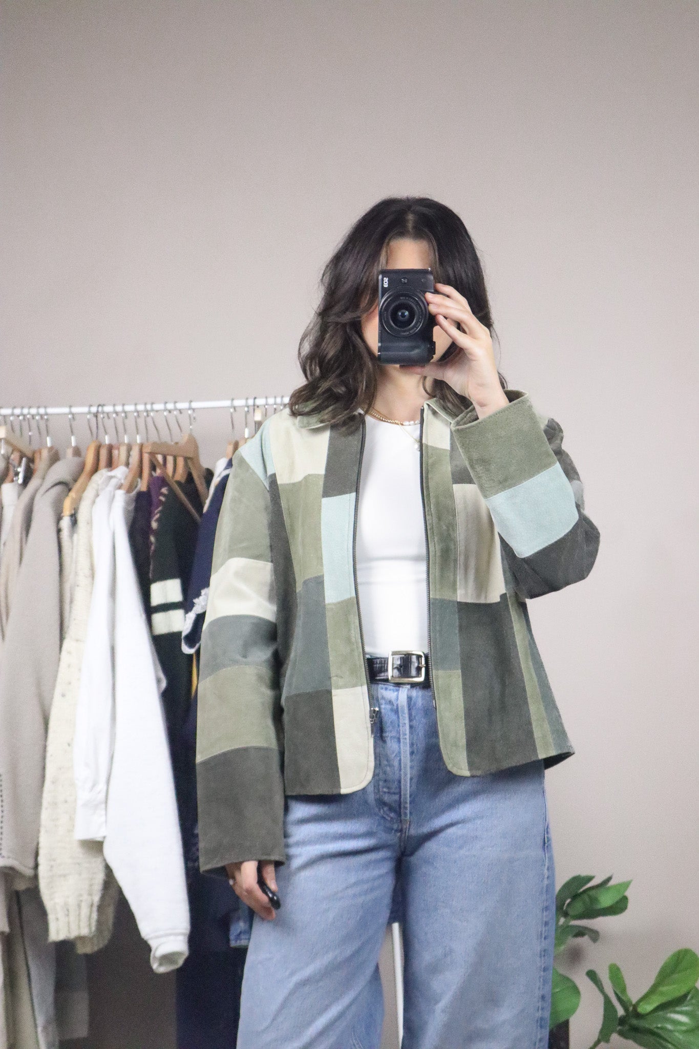 Vintage x Suede Patchwork Collared Jacket (S-M)
