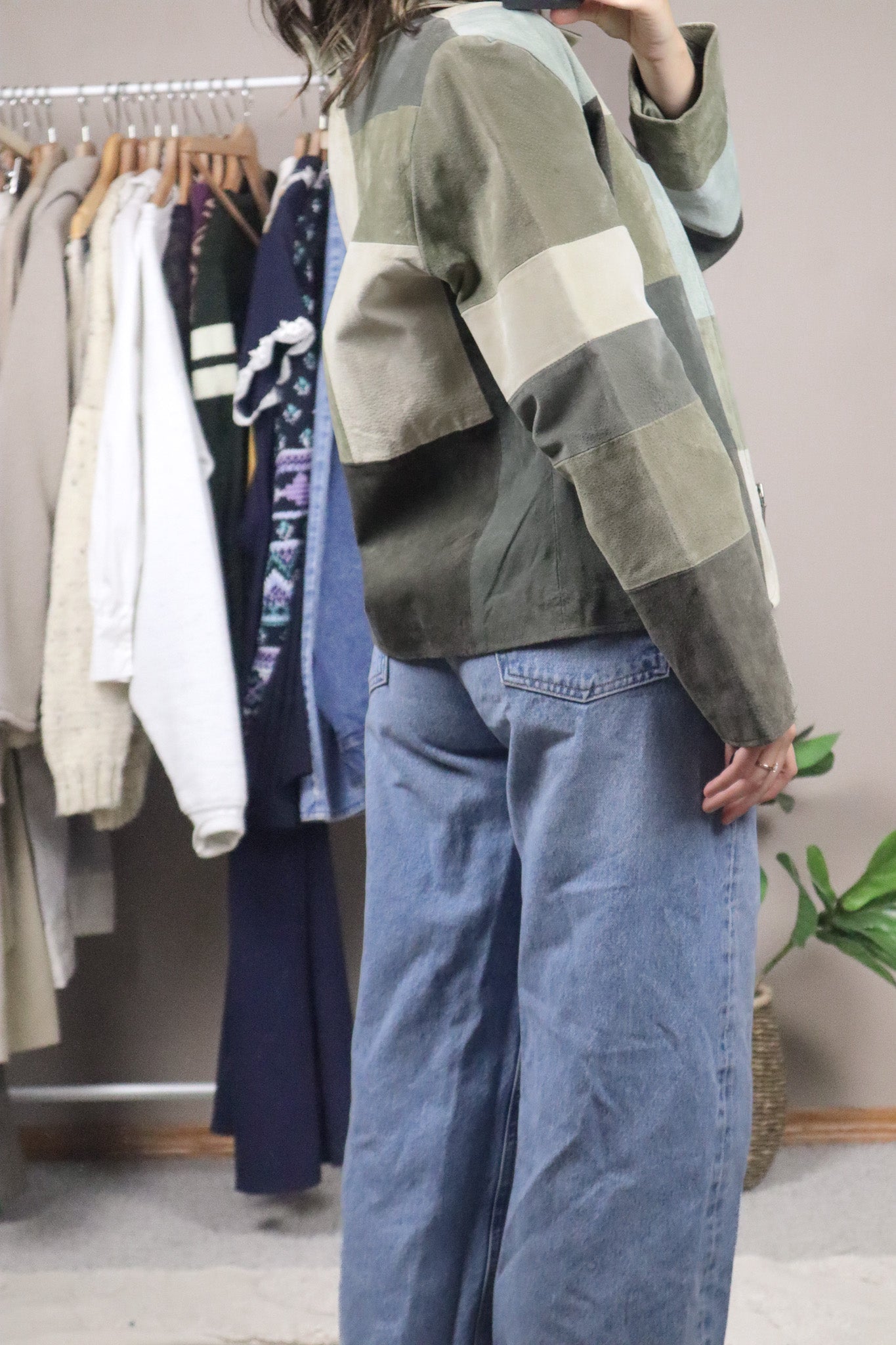 Vintage x Suede Patchwork Collared Jacket (S-M)